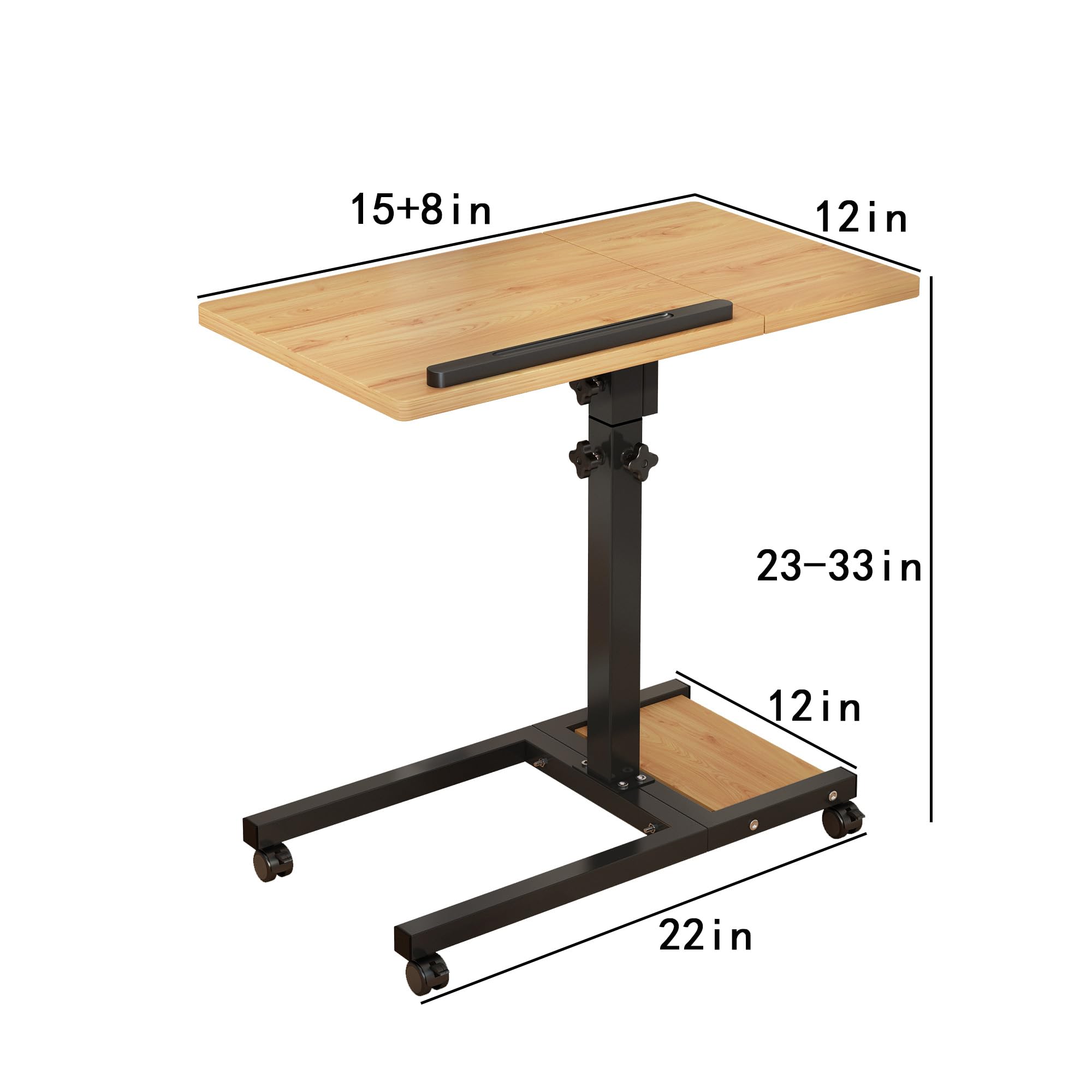 Adjustable Height Rolling Laptop Stand with Wheels & Mouse Pad - Portable Swivel Notebook Desk Cart for Home Office, Gaming & Workspace - Ergonomic Mobile Computer Table for PC, MacBook & Laptops