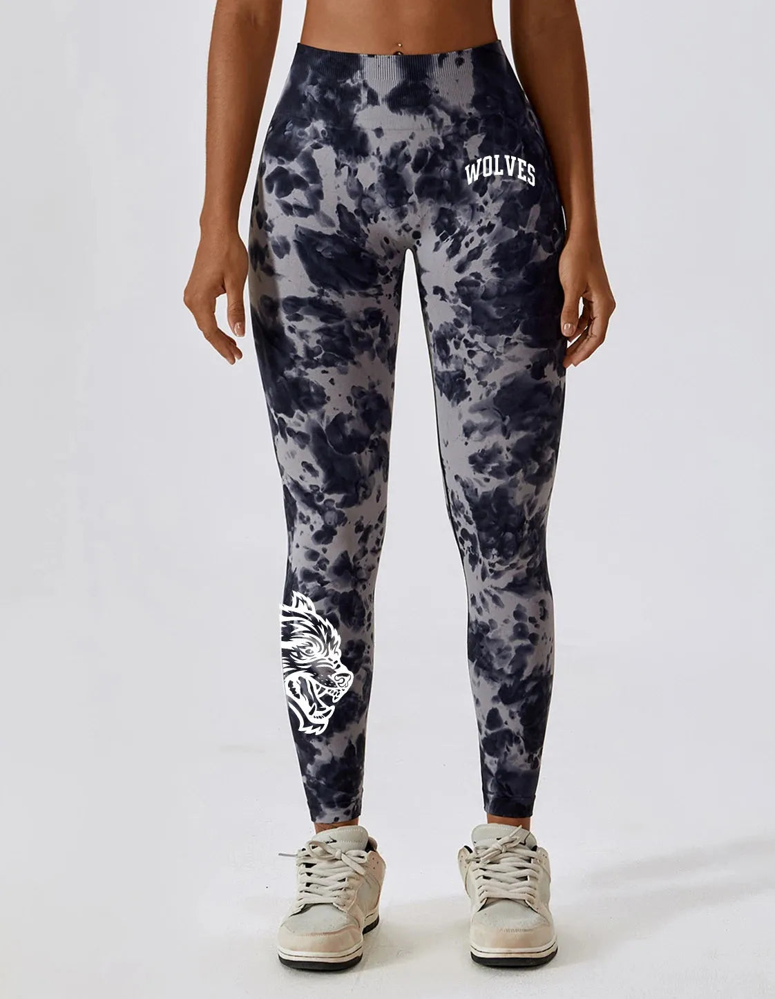 Darc Women's Seamless Gym Leggings - High Waist Elastic Workout Tights for Women, Breathable Summer Yoga Pants with Wolf Print Design - Perfect for Fitness, Running & Lounge Wear