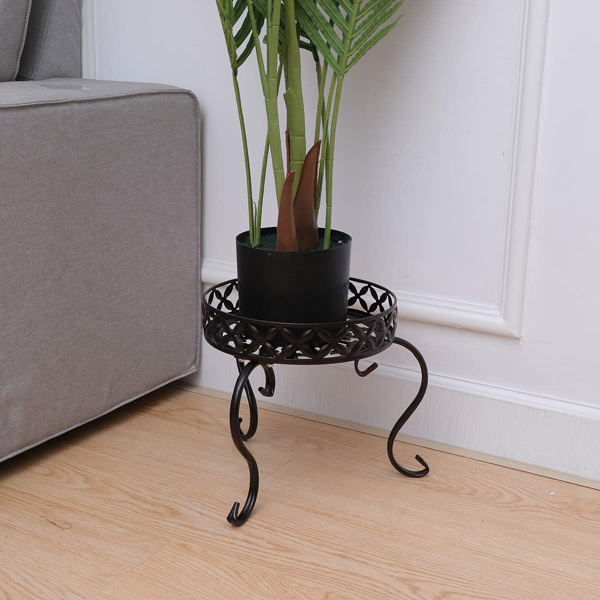 Yardwe Metal Plant Stand - Indoor Outdoor Flower Pot Holder, Iron Rack for Plants (Bronze) | Perfect for Patio, Garden, Balcony & Home Decor