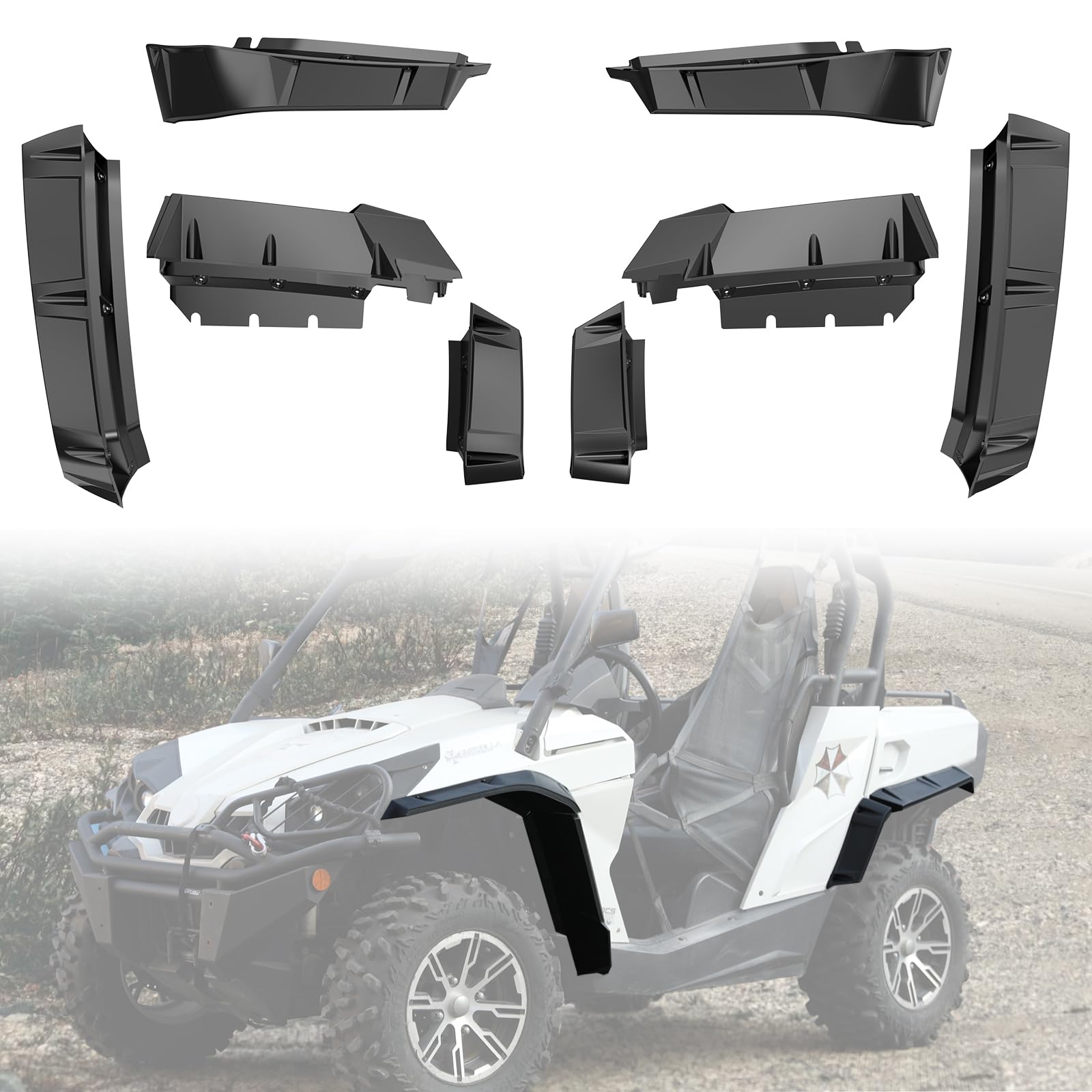 **A & UTV PRO Wide Fender Flares Kit for 2011-2020 Can Am Commander 1000 & 800 – Heavy-Duty XXL Extended Mud Flaps Front & Rear, OEM Replacement (#715002451, #715001013) – Perfect for Off-Roading, Mudding & Trail Protection**