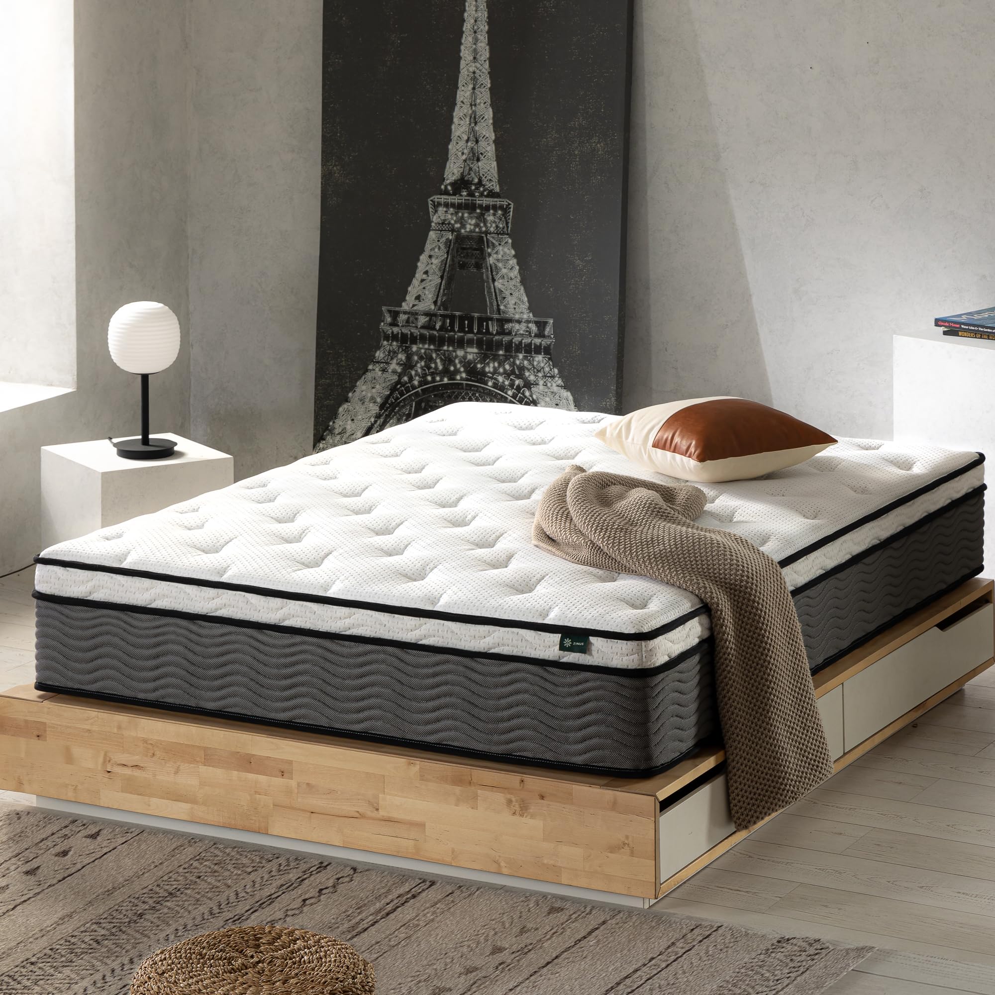 ZINUS 12 Inch True Support Hybrid Mattress - King Size Fiberglass Free Medium Firm Bed with Motion Isolation | CertiPUR-US Certified Foams & Fabric | Boxed Mattress for Master Bedroom & Guest Room