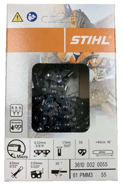 STIHL 61PMM355E Professional Chainsaw Chain - 16 Inch Replacement Chain for STIHL Saws - Perfect for Tree Cutting, Firewood & Landscaping