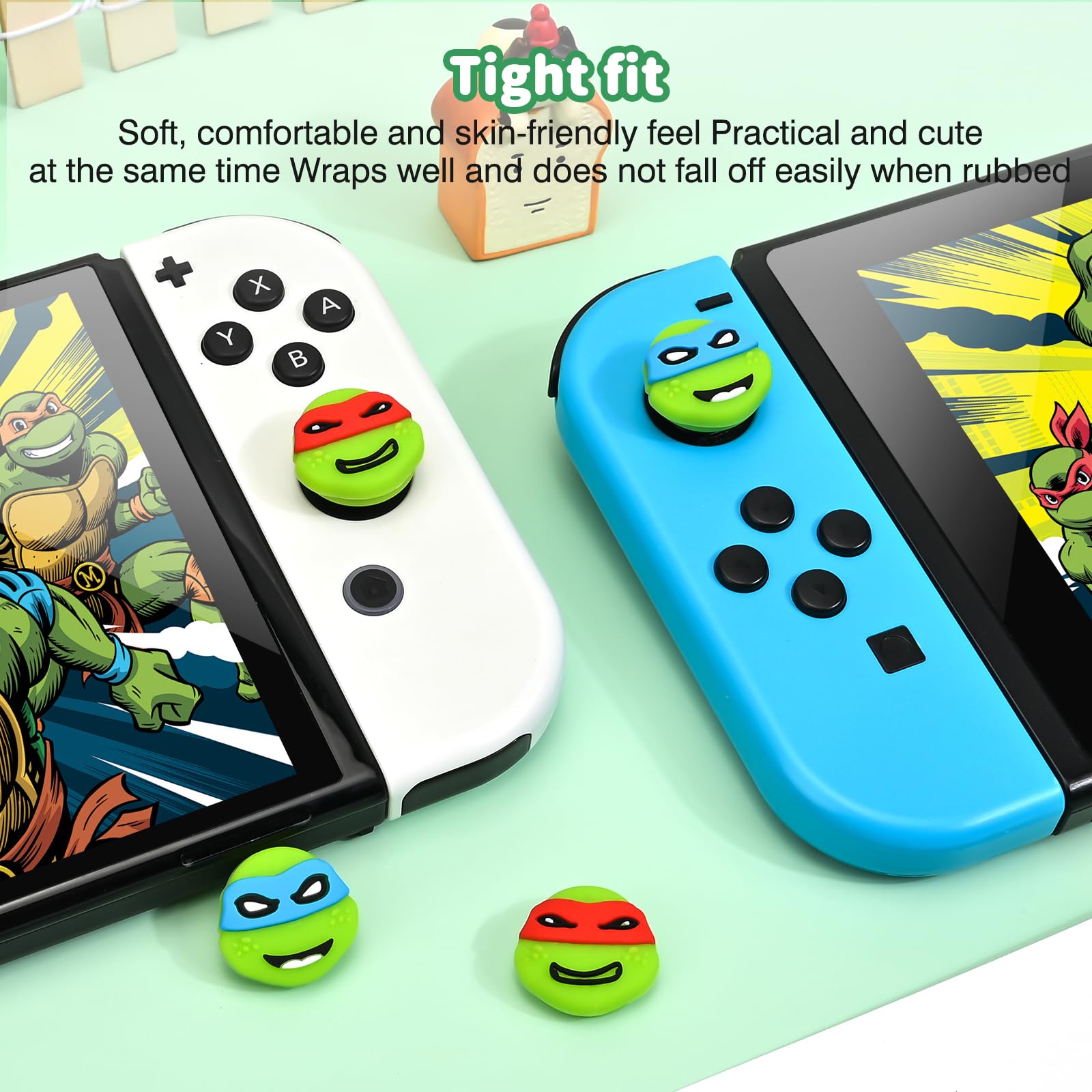 DLseego Soft Silicone Joycon Thumb Grips for Nintendo Switch/Switch Lite/Switch OLED - Anti-Slip Protective Controller Caps (4PCS, Green Turtles Design) - Perfect for Gaming Comfort & Enhanced Grip During Long Play Sessions