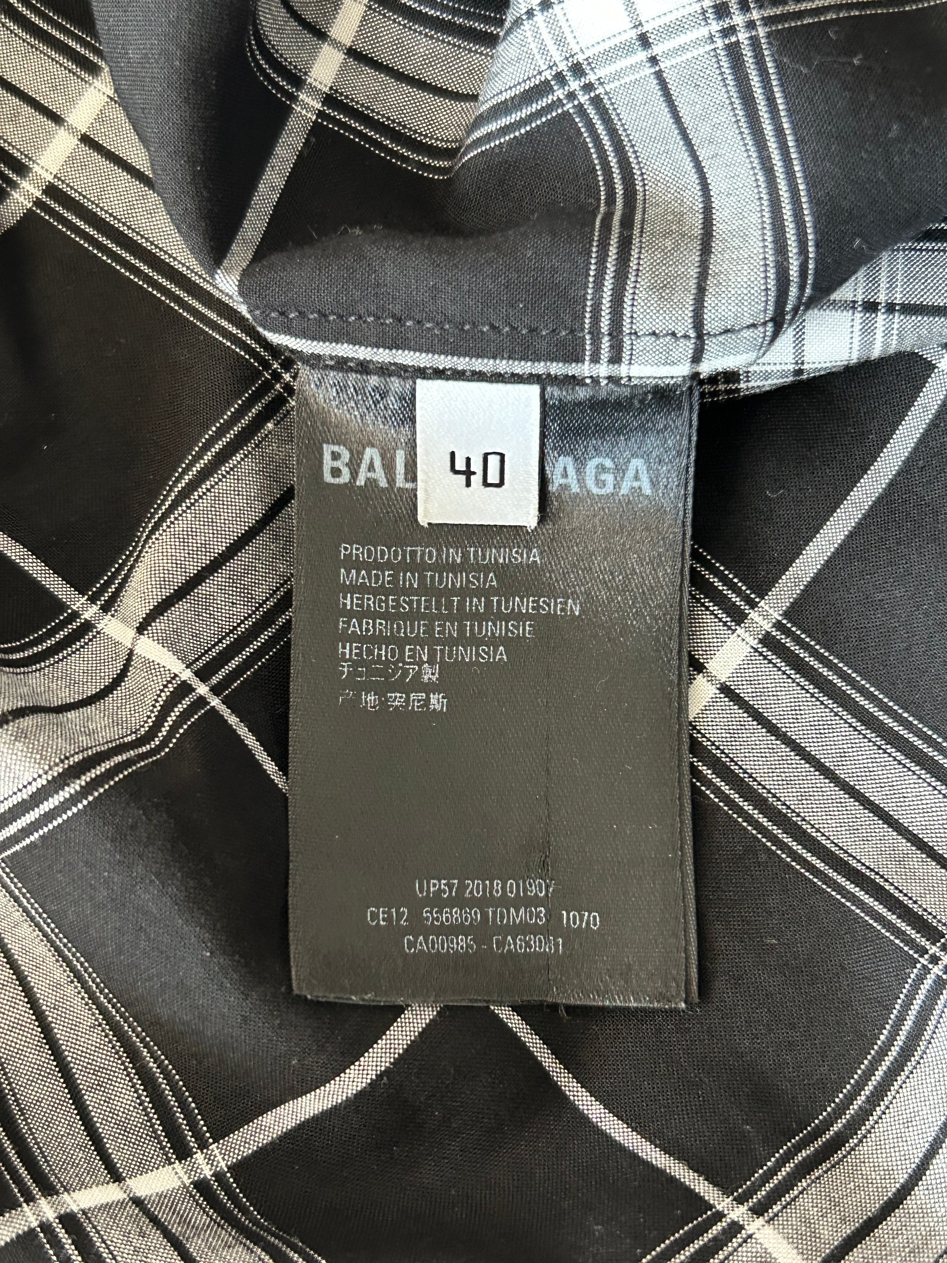 Balenciaga Black & White Plaid Button Up Shirt for Men - Stylish Casual & Office Wear - Perfect for Business Meetings & Social Events