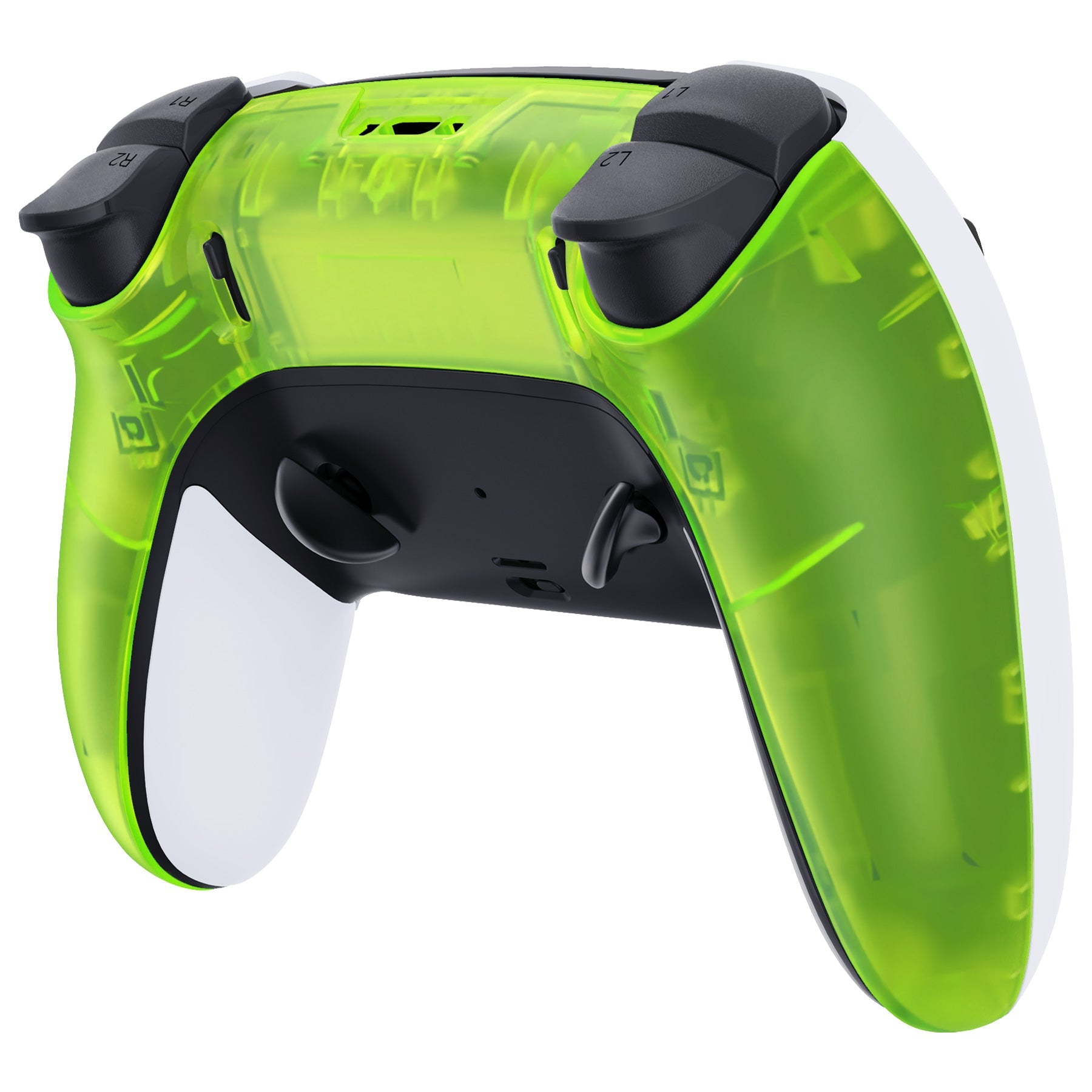 eXtremeRate Clear Lime Green Replacement Back Housing Bottom Shell for PS5 Edge Controller - Durable & Customizable Gaming Accessory for Enhanced Grip and Comfort