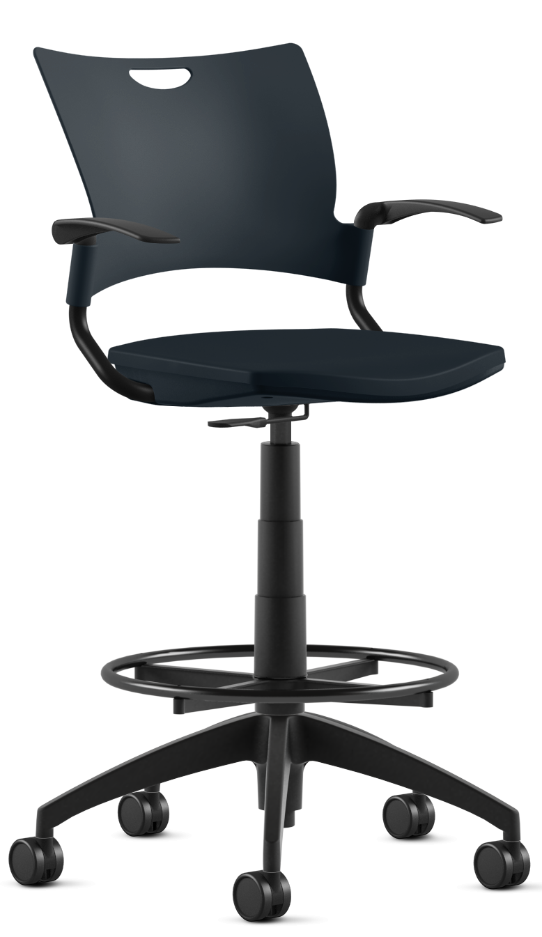 9 to 5 BELLA 10 Plastic Stool with Large Casters for Hard Floors & Carpets - Heavy Duty Office Chair, Rolling Bar Stool for Kitchen, Salon & Commercial Use