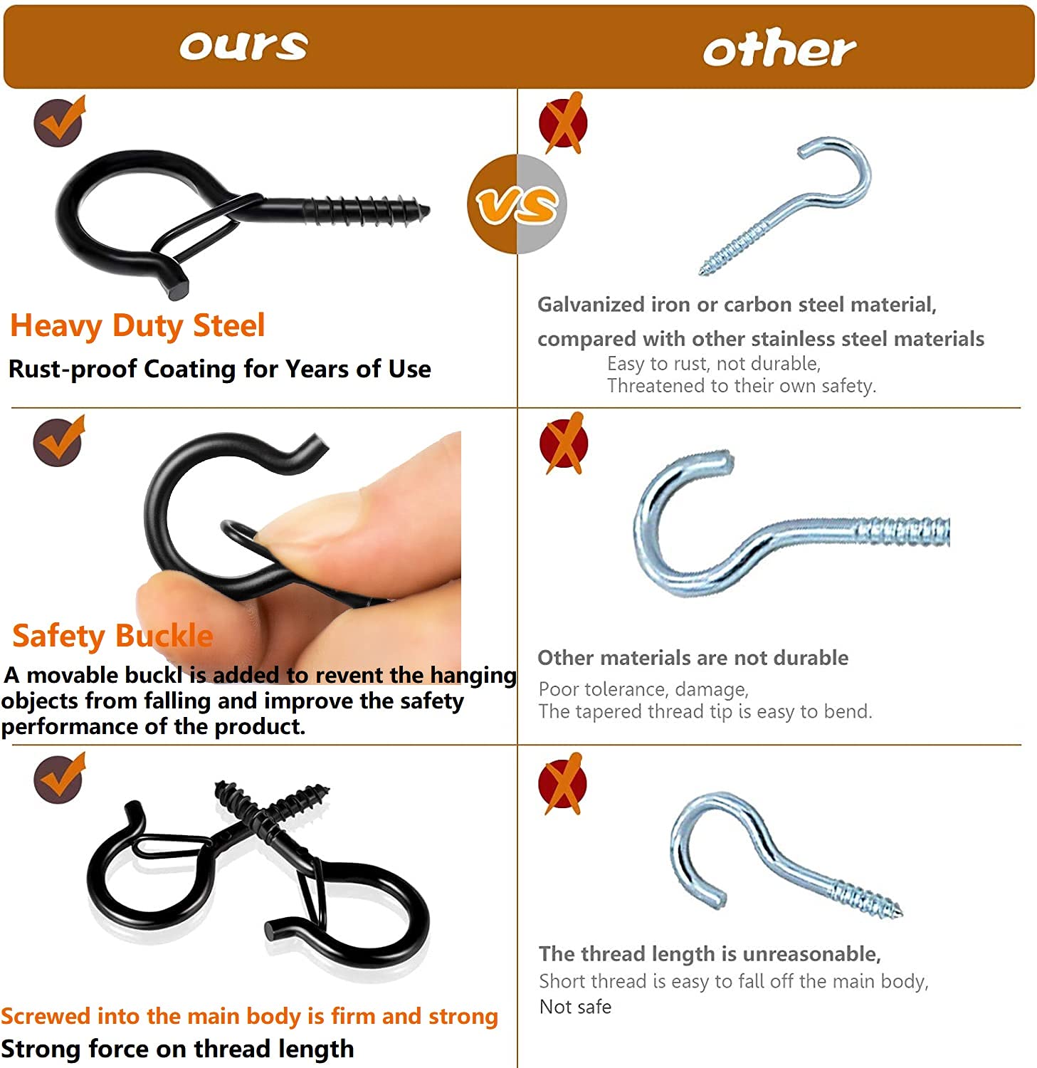50 PCS Q-Hanger Screw Hooks with Safety Buckle - Heavy Duty Christmas Light Hangers for Outdoor Fairy Lights, String Lights & Holiday Decorations - Includes Wing Nut Driver - Perfect for Roof, Fence & Garden Decoration