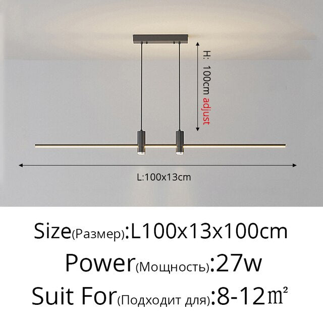 Modern Simple LED Pendant Lights - Nordic Style Linear Chandelier for Dining Room, Kitchen Island & Bar Counter - Energy Efficient Indoor Lighting Fixture for Home Decor