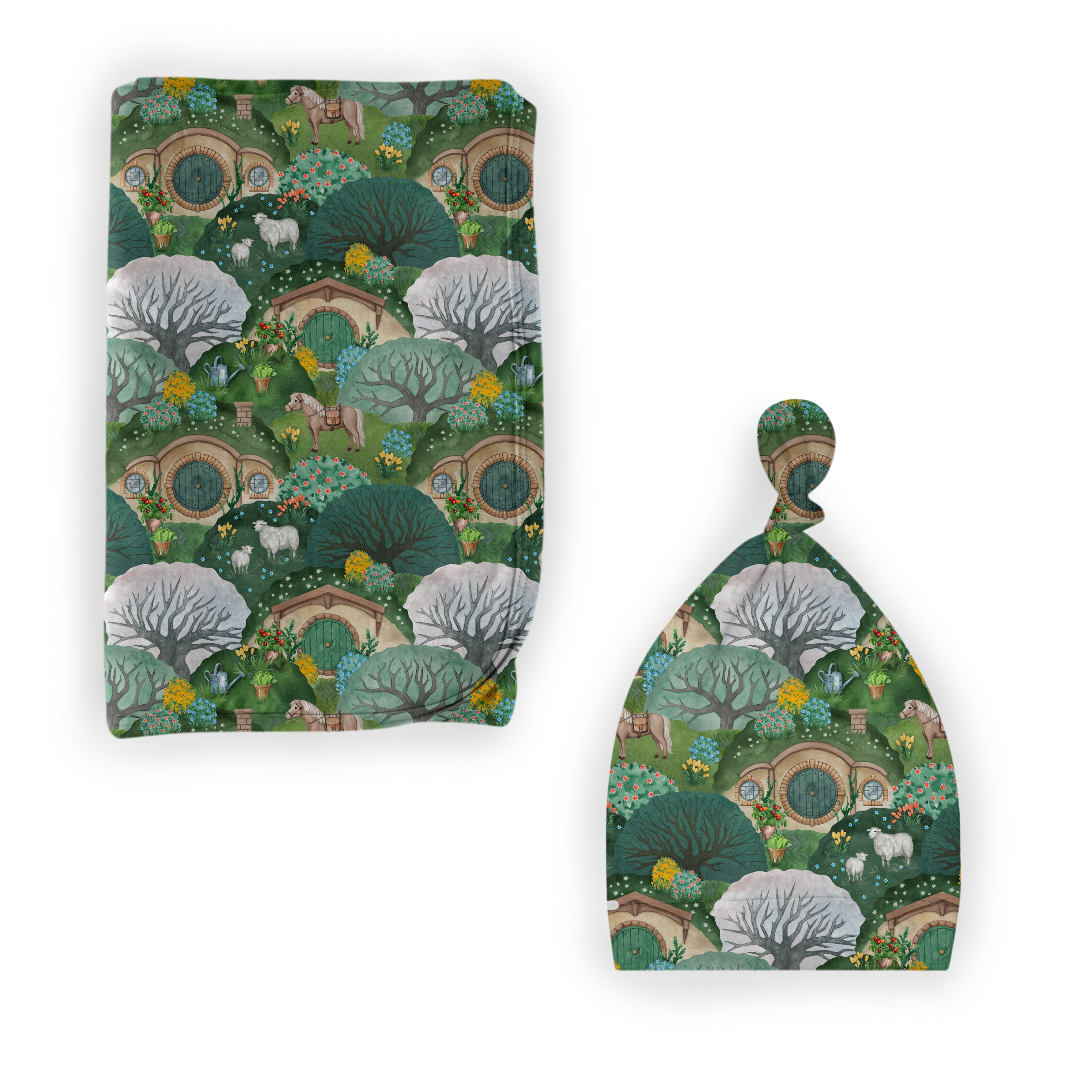 The Shire™ In Bloom Swaddle & Hat Set for Newborns - Soft Baby Swaddle Blanket & Matching Hat - Perfect for Photography, Gifts & Nursery Essentials