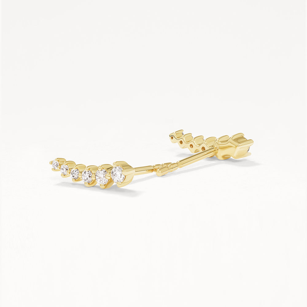 10k Gold Diamond Climber Stud Earrings for Women - Elegant Everyday & Party Jewelry Gift