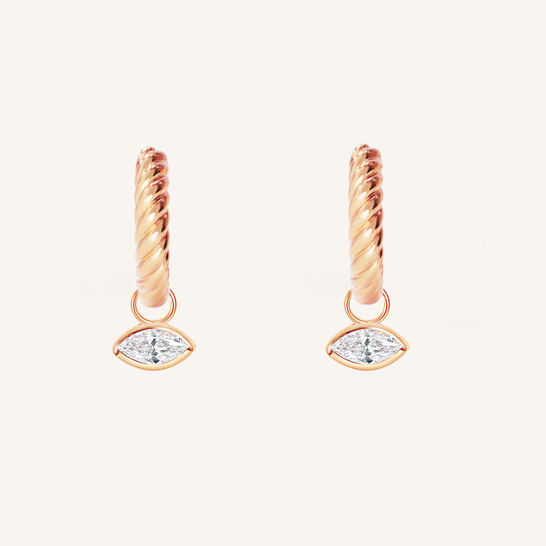 Louvre Marquise Charm Hoops - Elegant Dangle Earrings for Women, Perfect for Parties, Weddings & Everyday Wear