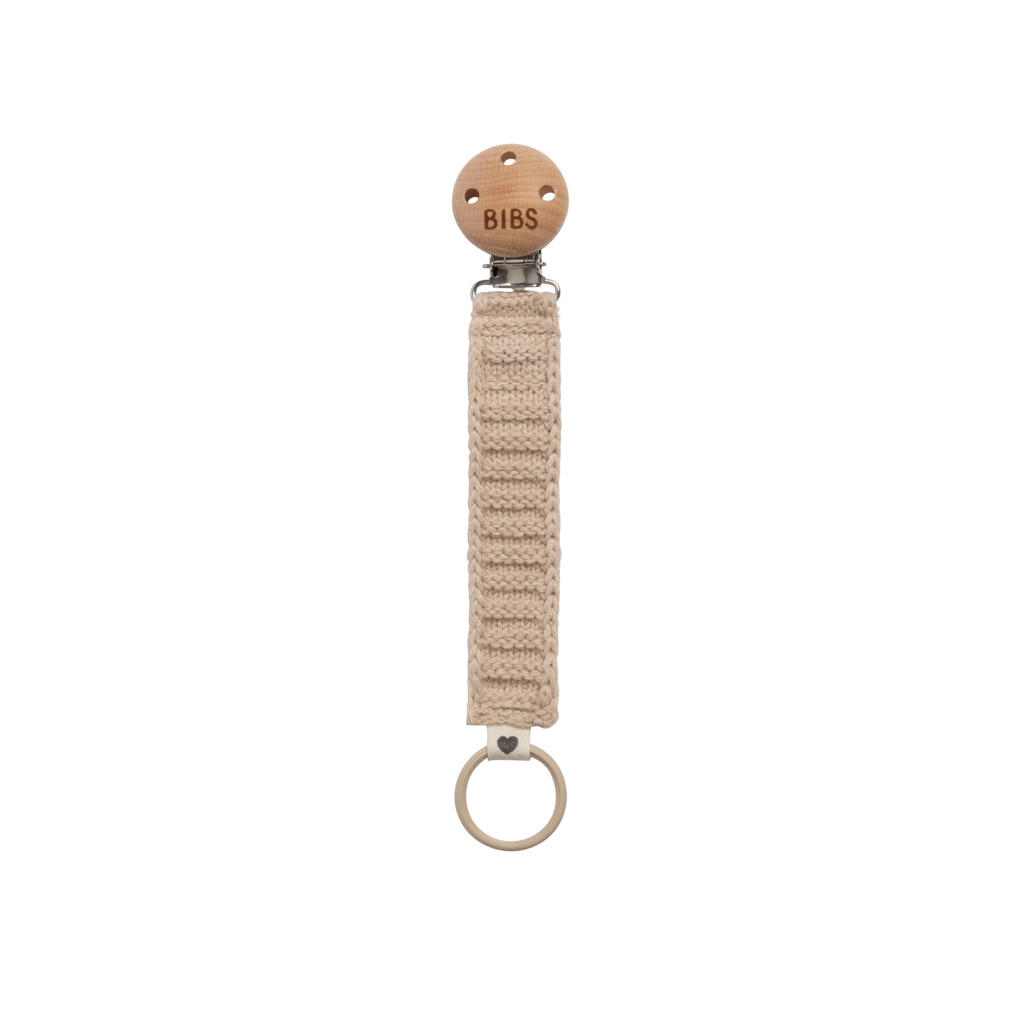 BIBS Cotton Knit Pacifier Clip - Soft Baby Pacifier Holder with Adjustable Strap | Vanilla | Perfect for Newborns, Infants & Toddlers - Keep Pacifiers Clean & Secure at Home or On-the-Go