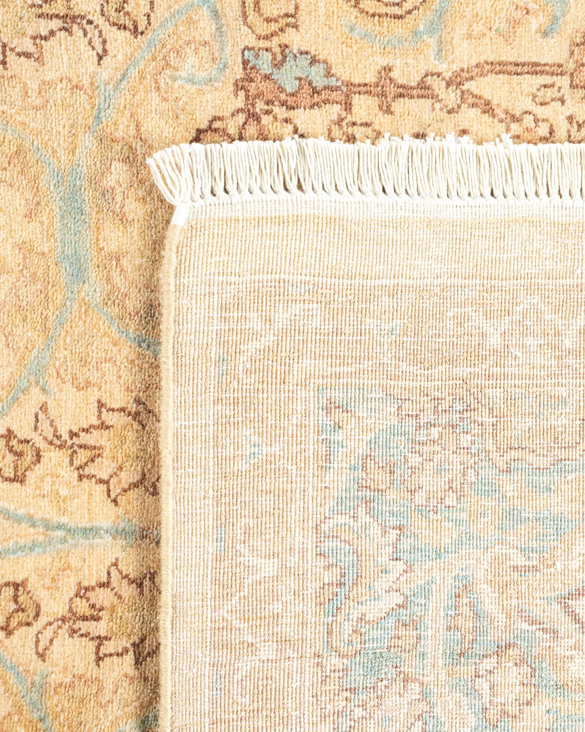 Handmade Wool Oriental Mogul Ivory 6x9 Area Rug - Solo Rugs One of a Kind Hand Knotted Traditional Design for Living Room, Bedroom & Home Decor
