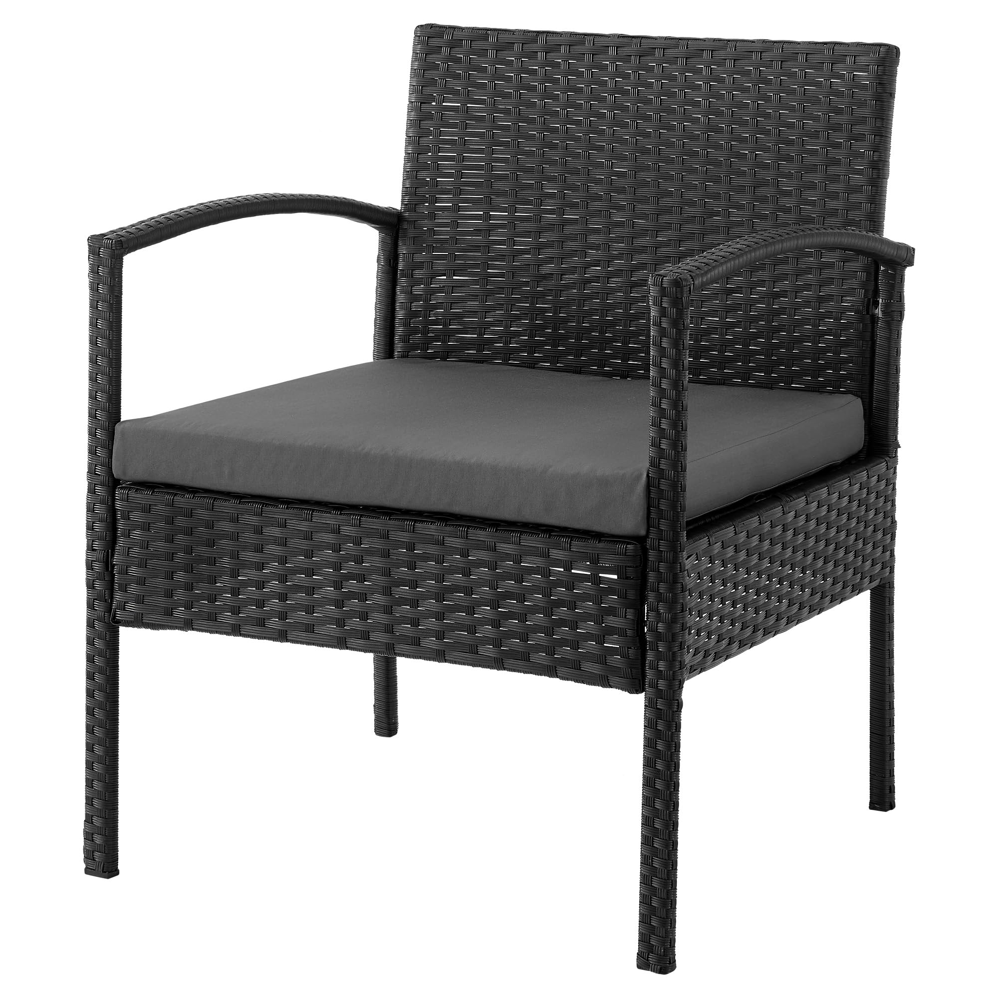 Manhattan Comfort Noli 4-Piece Outdoor Patio Furniture Set - Steel Rattan Conversation Set with 2 Armchairs, Loveseat & Tempered Glass Coffee Table | Waterproof Cushions | Grey | Perfect for Garden, Backyard, Poolside & Terrace Relaxation