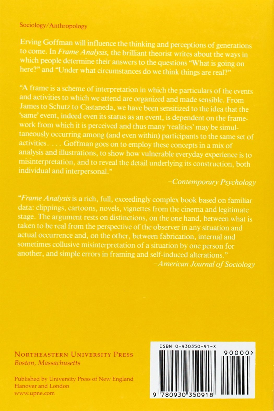 Frame Analysis: An Essay on the Organization of Experience - Unlocking Social Interactions for Researchers and Educators