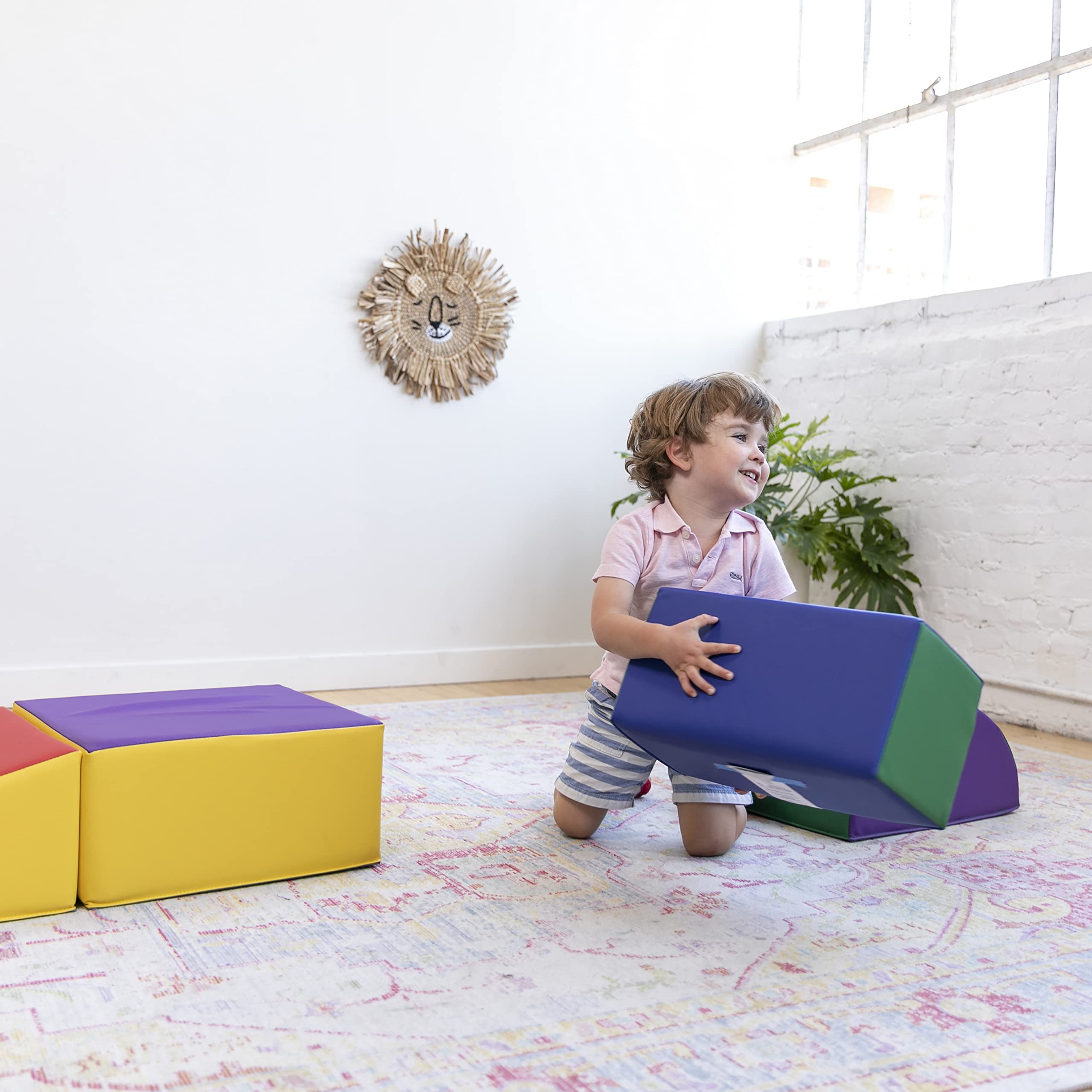 ECR4Kids SoftZone Climb and Crawl Playset - 5-Piece Foam Building Blocks for Toddlers | Safe Indoor Play Equipment for Daycare, Preschool & Home Playroom