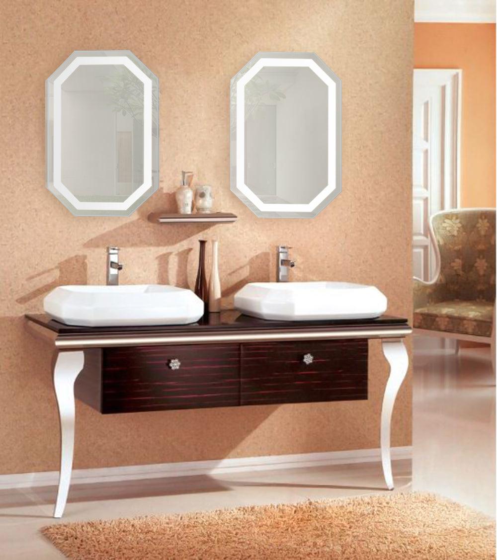 Krugg Tudor 20x30 Inch LED Bathroom Mirror with Adjustable Dimmer & Anti-Fog Function - Perfect for Vanity, Makeup, and Modern Bathroom Decor