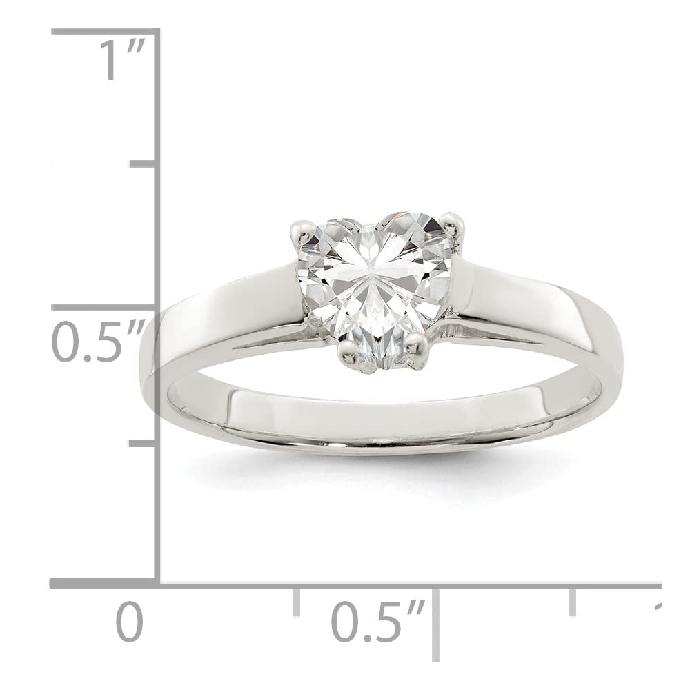 925 Sterling Silver Solitaire Heart Cubic Zirconia Ring for Women - Elegant Fine Jewelry Gift for Her - Perfect for Valentine's Day, Anniversary, Birthday & Special Occasions
