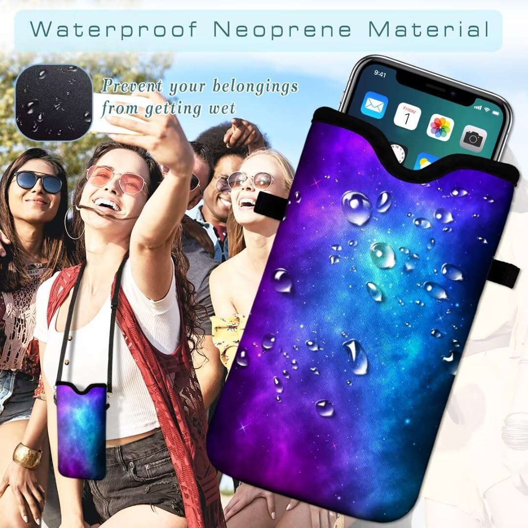 Neoprene Crossbody Phone Pouch with Lanyard - Compatible with iPhone 16/15/14/13/12 & Samsung Galaxy S24/S23+/A35 - Slim Protective Sleeve Case for Everyday Use, Travel & Outdoor Activities