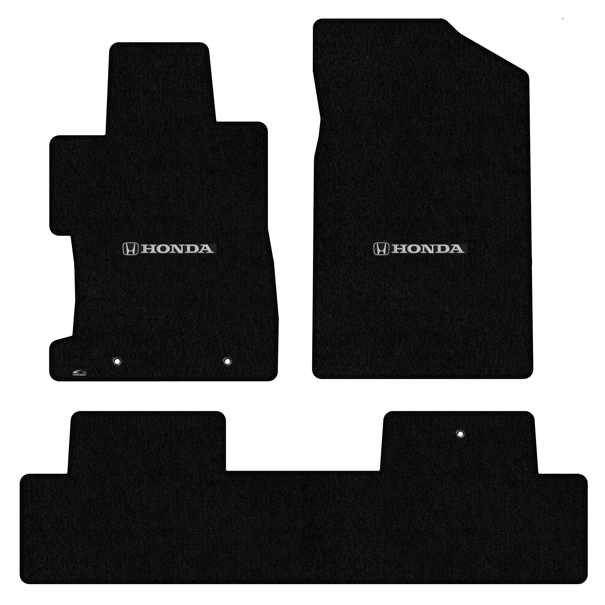 Premium Custom-Fit Carpet Floor Mats for 2006-2011 Honda Civic 2-Door - Silver H & Black Honda Logo (3-Piece Set) | Luxury Car Interior Protection & Comfort for Daily Commute & Road Trips