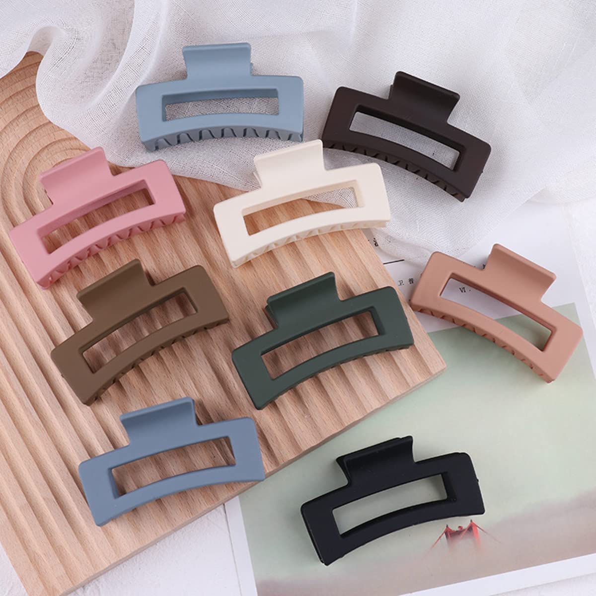 Large Thick Acrylic Hair Clips for Women - Non-Slip Rectangle Jaw Clips, Long Hair Resin Claw Clips Hair Accessories (Blue Gray) - Perfect for Updos, Ponytails & Everyday Hairstyles