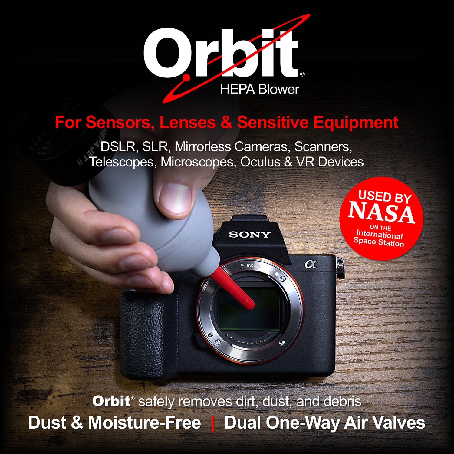 Photographic Solutions Orbit HEPA Blower - Dust-Free Air Blower for Camera Sensors & Electronics Cleaning | Perfect for DSLR Maintenance & Studio Equipment Care