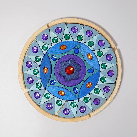 Grimm's Sparkling Mandala Wooden Puzzle - Small Size Educational Toy for Kids | Montessori Learning, Sensory Play & Home Decor