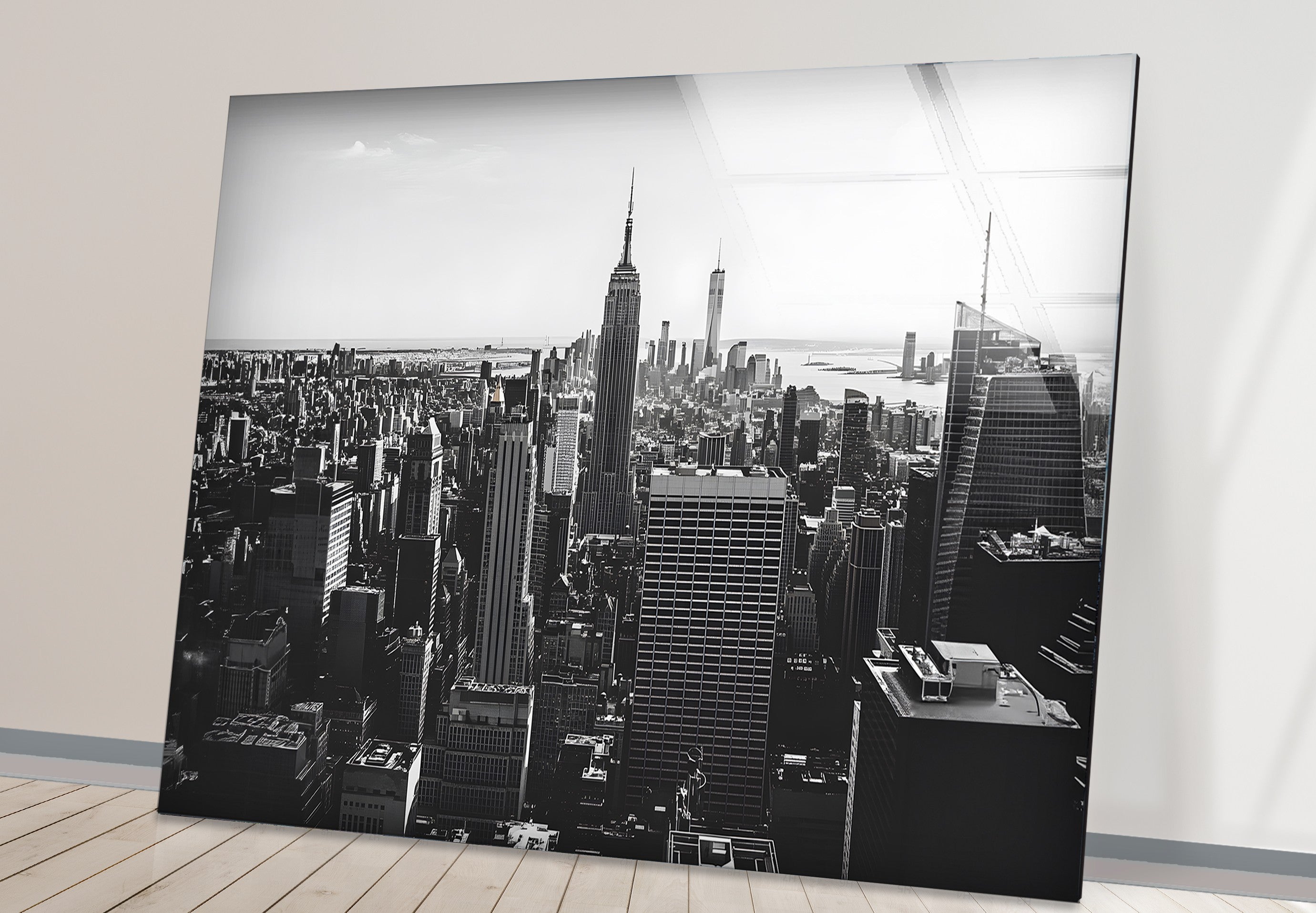 Empire State Building Glass Wall Art - Black & White NYC Skyline Decor for Home & Office | Perfect Gift for New York Lovers