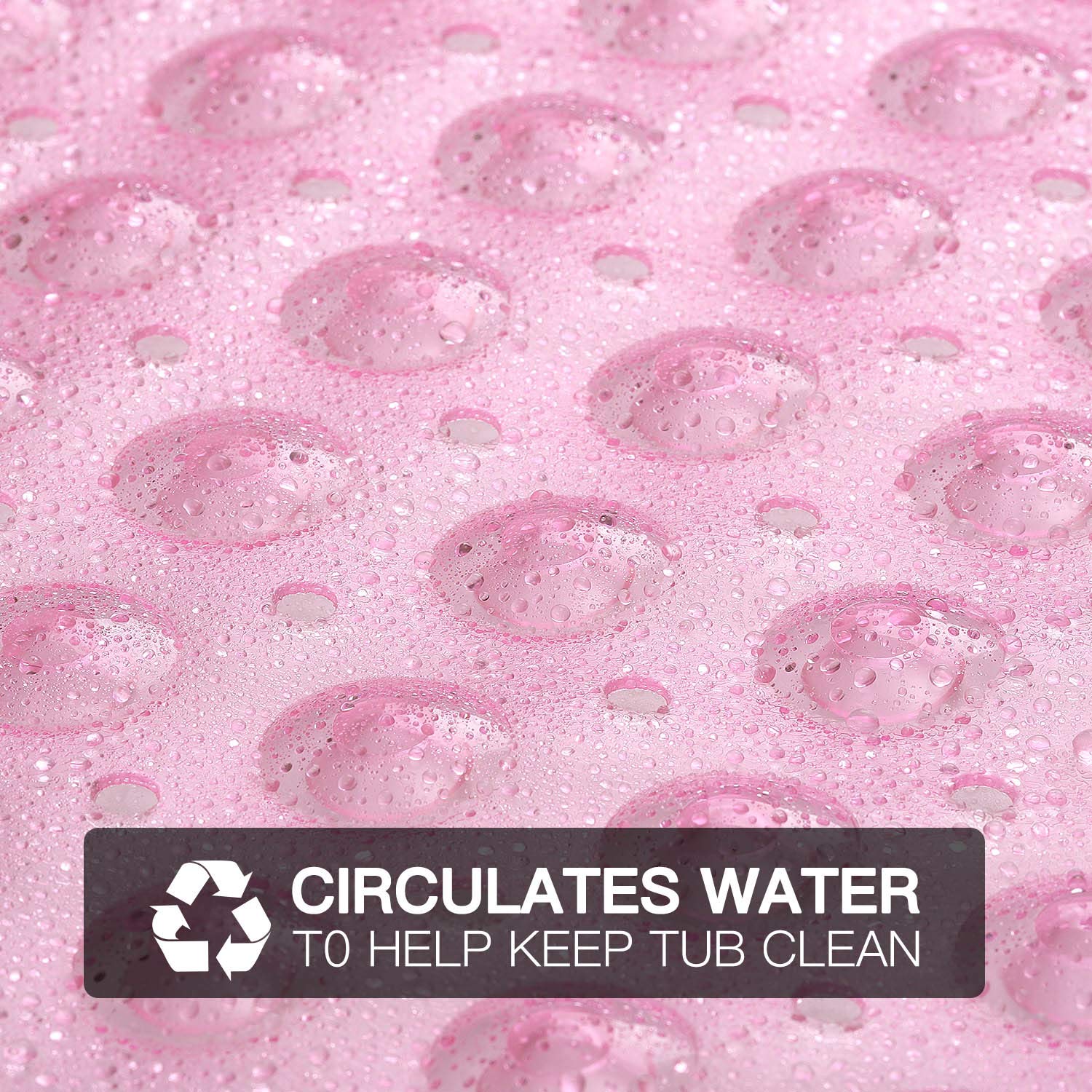Non-Slip Bath and Shower Safety Mat 40x16 Inch with Suction Cups - Extra Large Machine Washable Bathtub Mat for Elderly & Kids - Drain Holes Keep Tub Clean - Light Pink - Perfect for Bathroom, Shower Stall and Tub Floor Safety