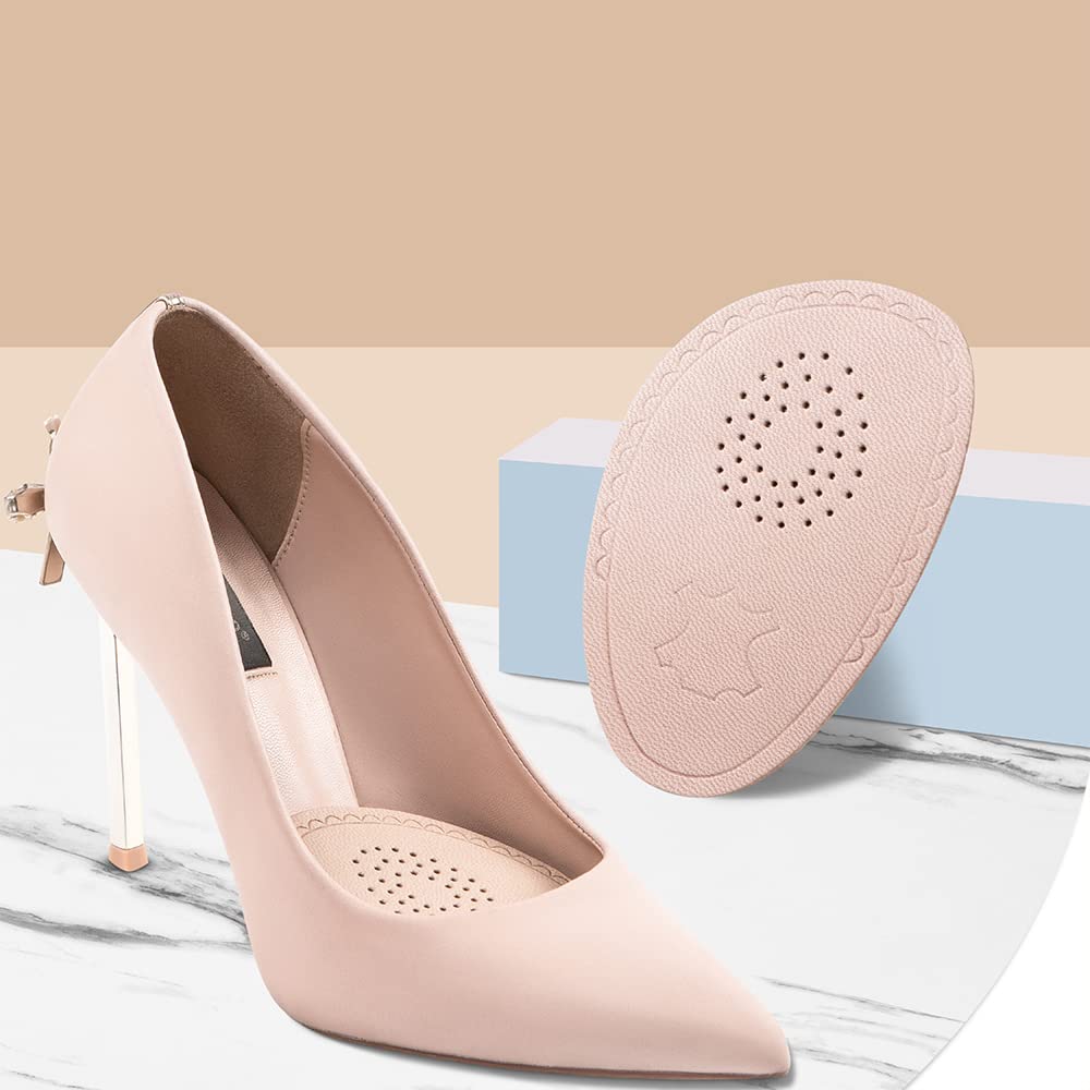 Premium Lambskin High Heel Pads - Metatarsal & Ball of Foot Cushion Inserts for Women - Anti-Slip Forefoot Pads (3 Pairs, Beige) - Comfortable Shoe Insoles for High Heels, Work Shoes & Long Hours Standing