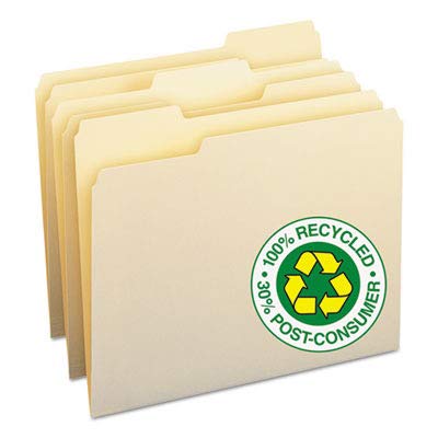 Smead 10339 Manila File Folders - 100% Recycled Eco-Friendly Office Supplies for Document Organization | Perfect for Home, Office & School Filing Systems