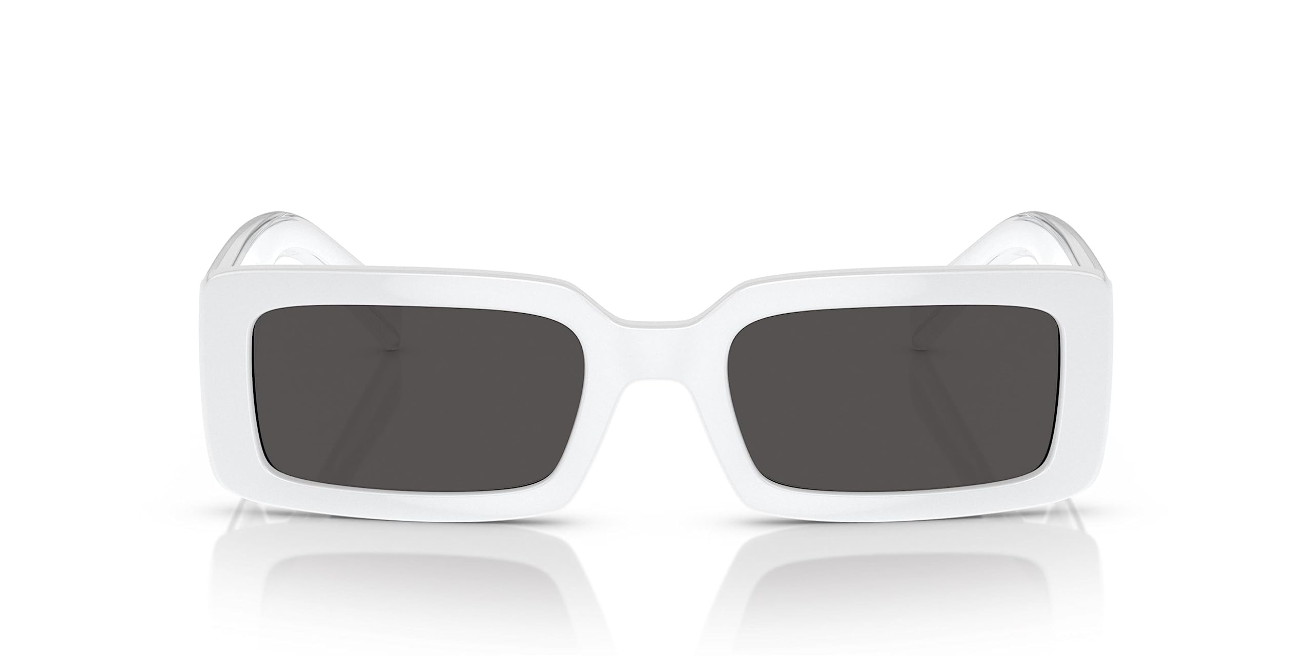 Dolce & Gabbana DG 6187 331287 White Plastic Rectangle Sunglasses with Grey Lens - Stylish UV Protection for Outdoor Activities & Fashion Statement