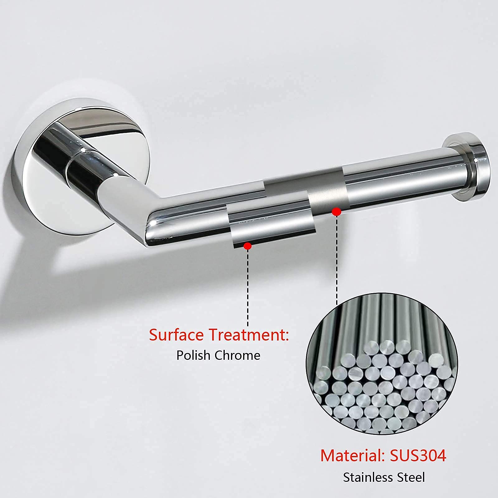 Polished Chrome Toilet Paper Holder - SWHYGER SUS304 Stainless Steel Wall Mounted Bathroom Tissue Roll Dispenser (96018-6C) - Perfect for Modern Homes, Apartments & Luxury Hotels