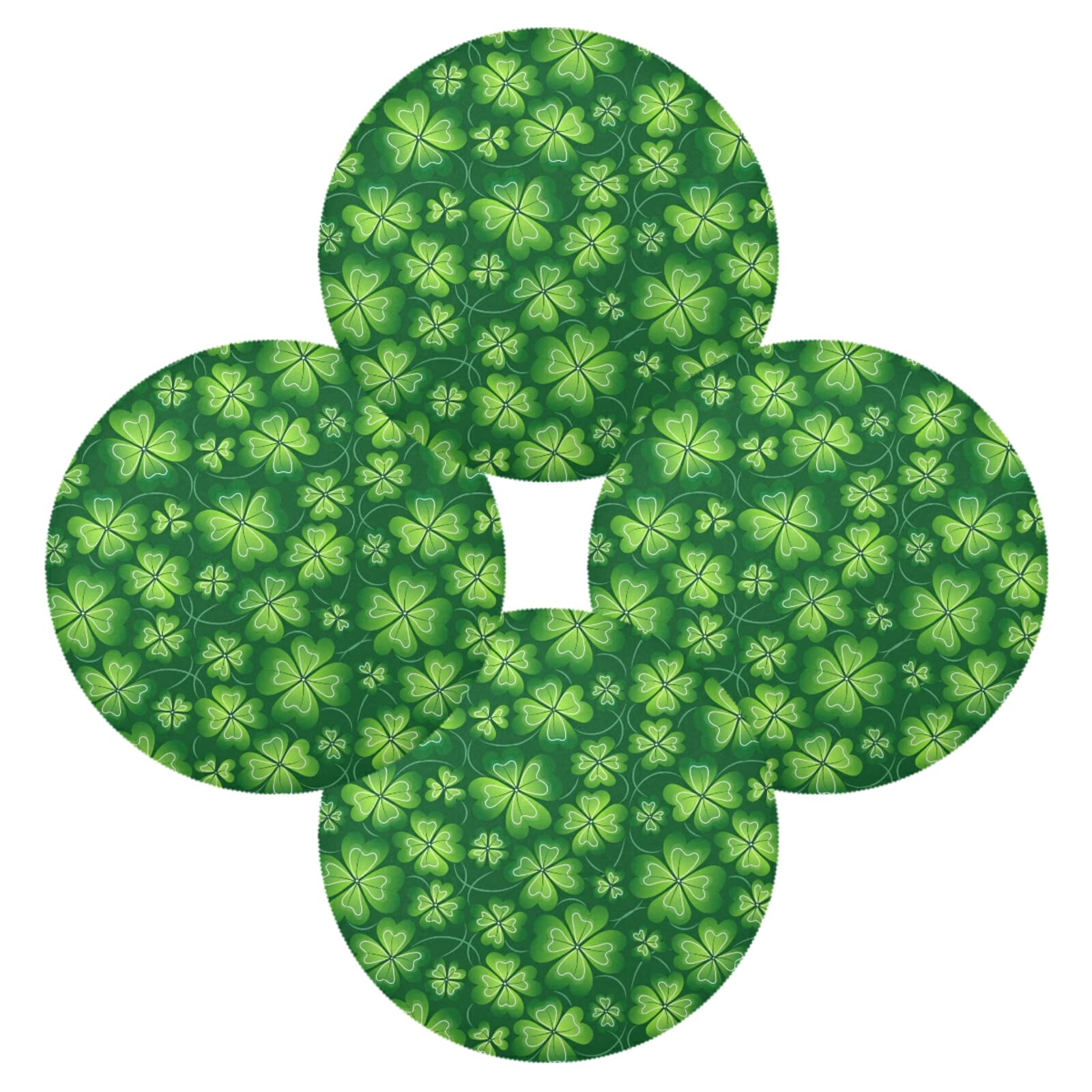 Dark Green Clover St. Patrick's Day Placemats - Set of 4 Round Heat Insulation & Non-Slip Dining Table Mats (15.4 Inch) for Kitchen, Holiday Decor & Irish Themed Parties - Perfect for St. Paddy's Celebrations, Dinner Gatherings & Festive Home Decor