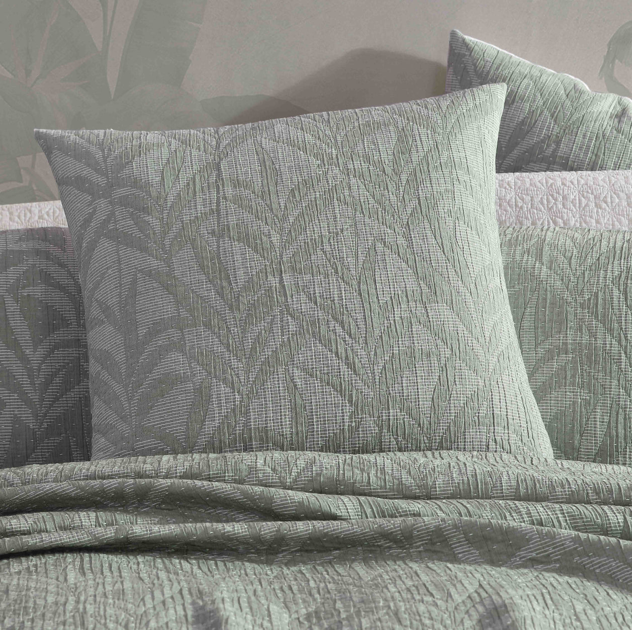 Premium Kailani Cilantro European Sham by Logan & Mason - Luxury Bedding for Master Bedrooms & Guest Rooms