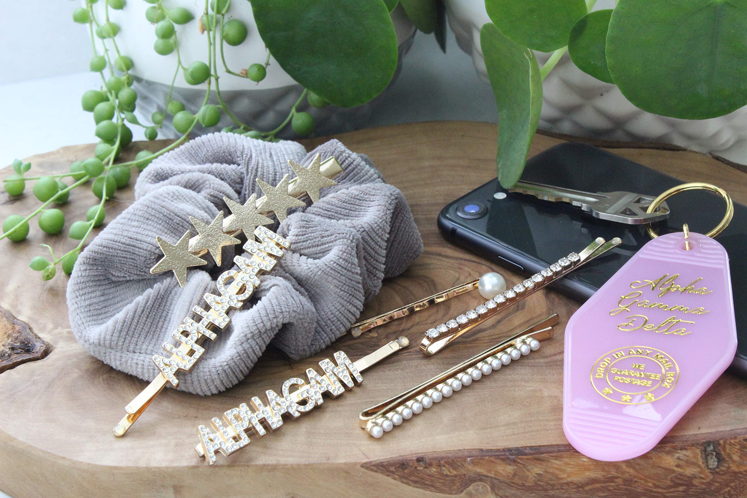 Alpha Gamma Delta Sorority Hair Clips - 6 Pack Hair Barrettes for Women & Girls - Perfect for Sorority Events, School, and Everyday Styling