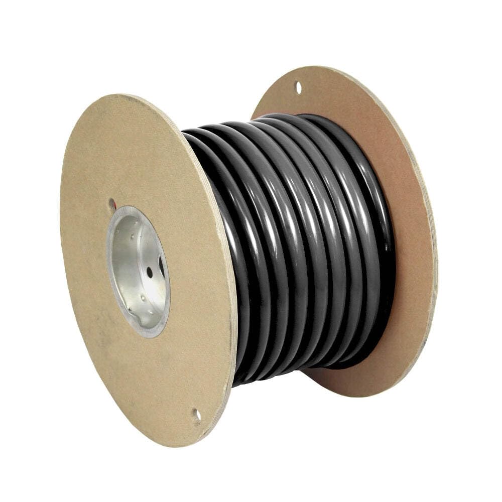 Premium Pacer Black 1/0 AWG Battery Cable - 50 Feet Heavy Duty Copper Wire for Car Audio, Solar Power & Marine Applications