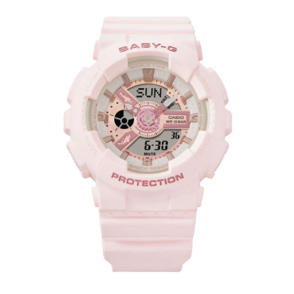 Casio Baby-G BA-110AQ-4ADR Women's Digital Analog Watch - Pink Resin Strap, Aqua Planet Collaboration - Perfect for Swimming, Sports & Everyday Wear