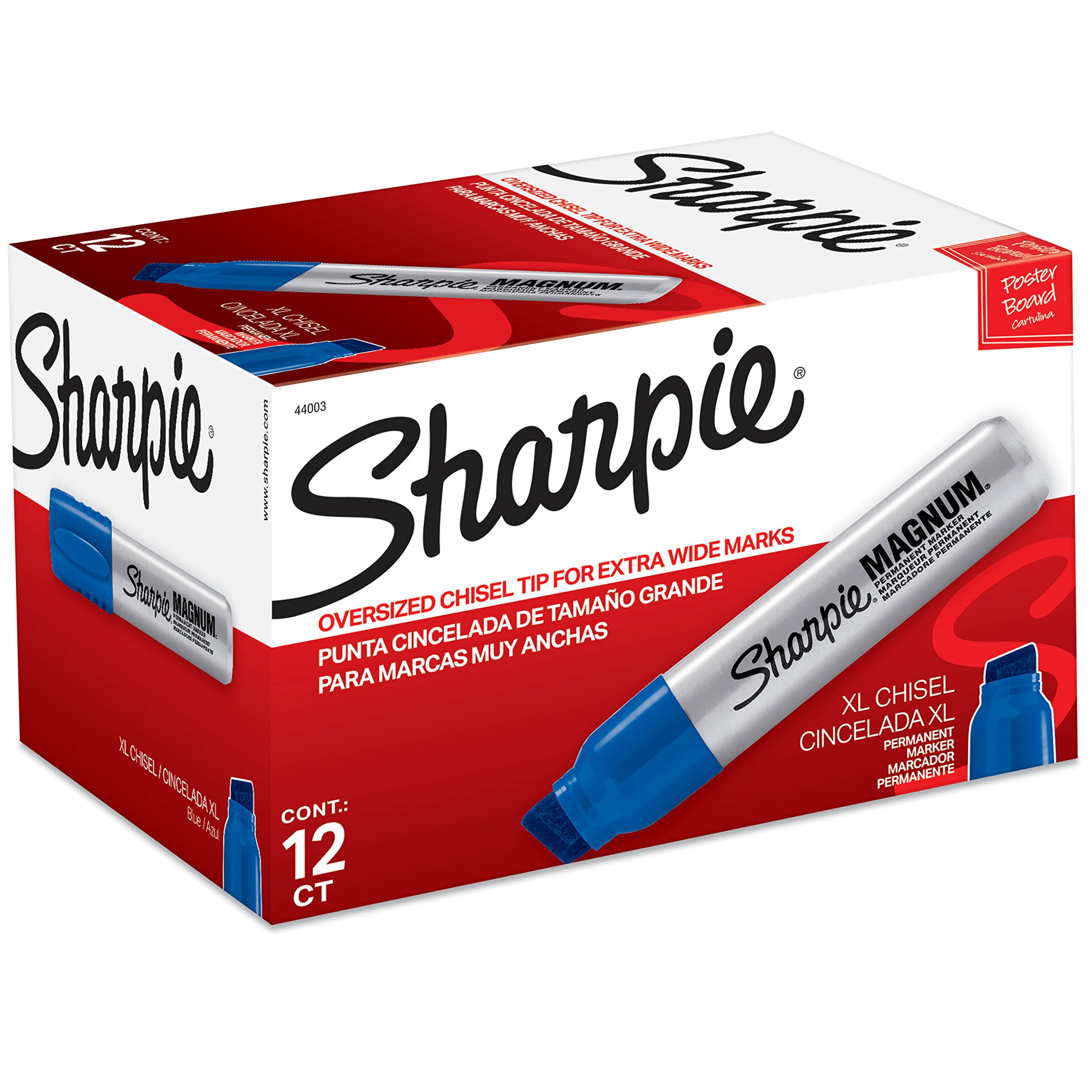 SHARPIE Magnum Permanent Marker - Oversized Chisel Tip, Bold Blue Ink (12 Pack) - Ideal for Poster Boards, Art Projects, Sign Making & Industrial Labeling
