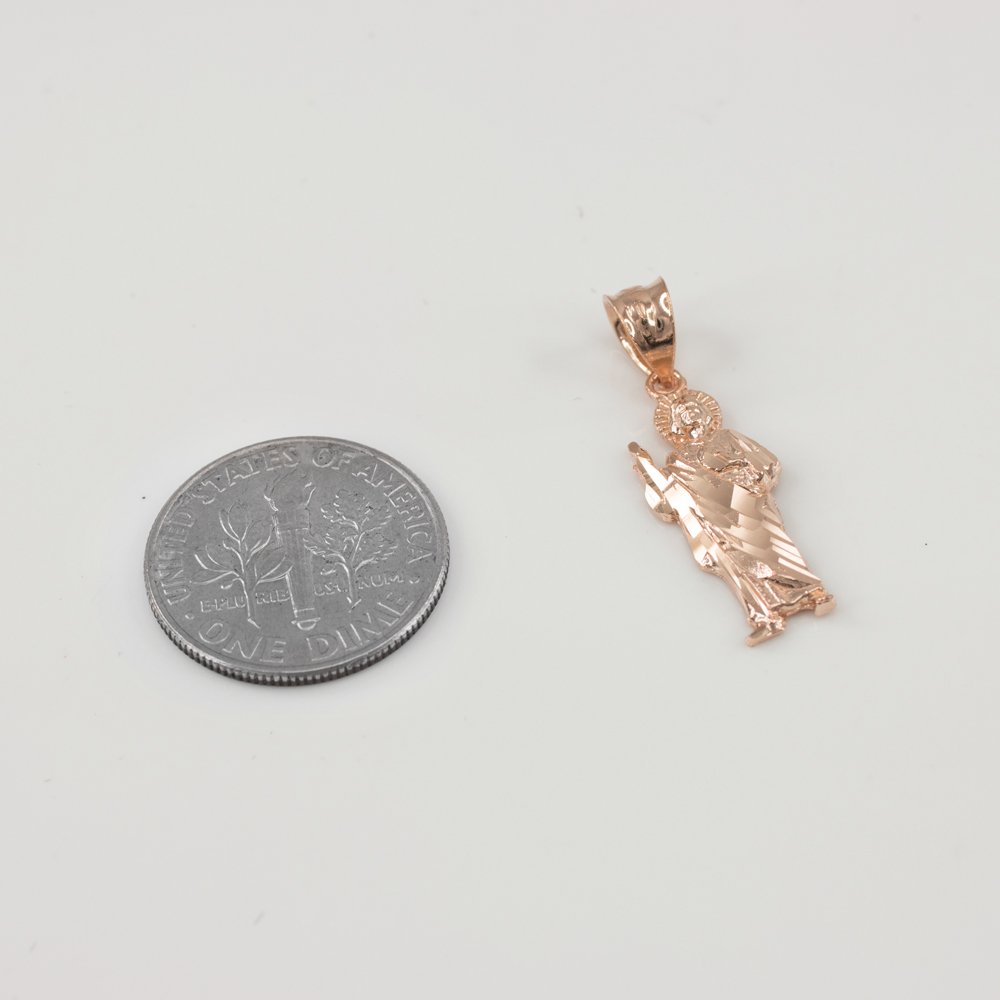 14k Rose Gold Saint Jude Charm Pendant Necklace for Women - Elegant Religious Jewelry Gift for Baptism, Confirmation & Protection - Perfect for Daily Wear & Special Occasions