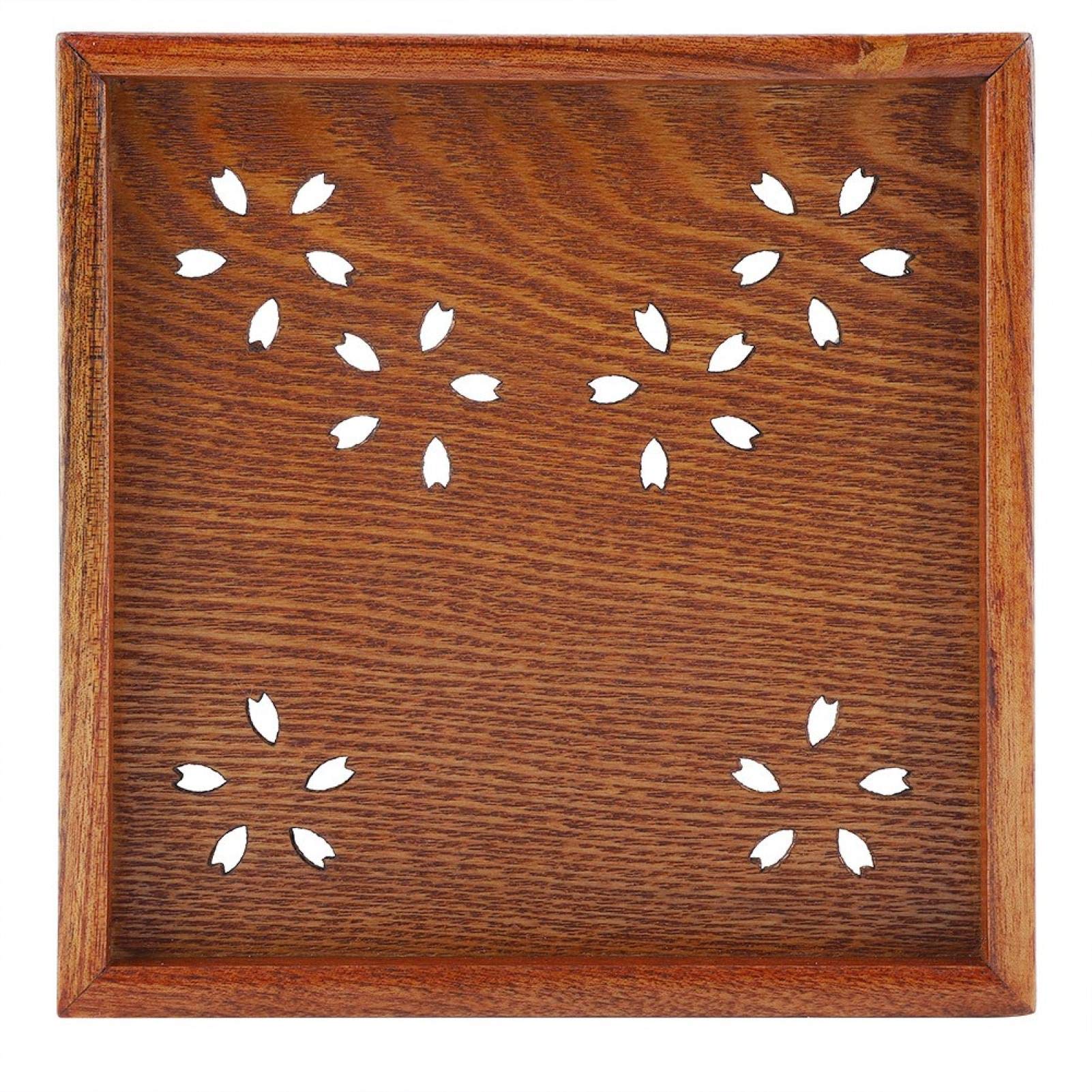 EVTSCAN 18x18 Inch Wooden Serving Tray - Traditional Tea Plate for Coffee, Fruits & Snacks - Home & Restaurant Use - Perfect for Afternoon Tea, Breakfast in Bed or Party Serving