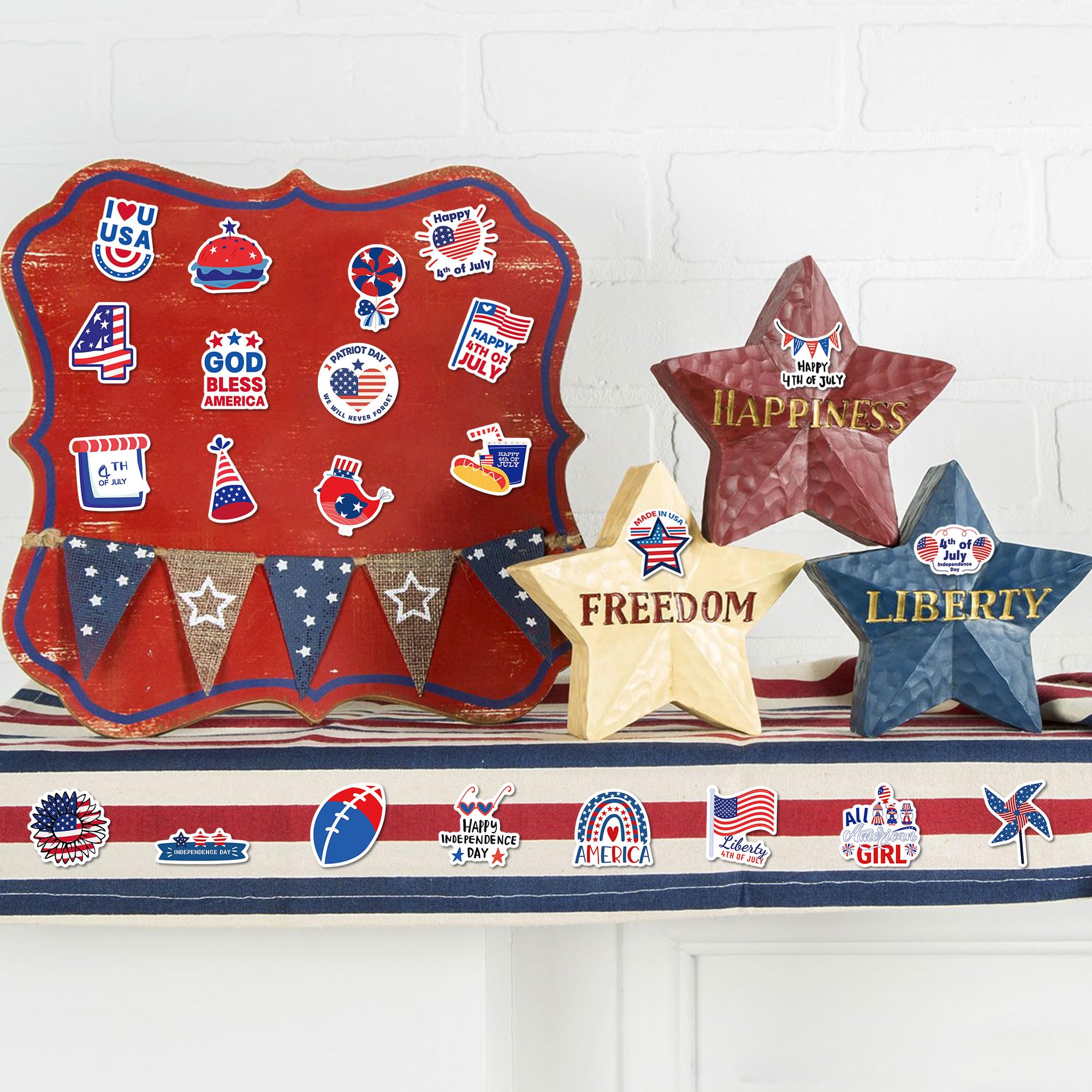 100pcs Patriotic 4th of July Stickers - Independence Day Decals for Water Bottles, Laptops, Luggage & Skateboards | Perfect for Party Favors, Kids Gifts & DIY Crafts | Celebrate American Holidays with Festive Decorations