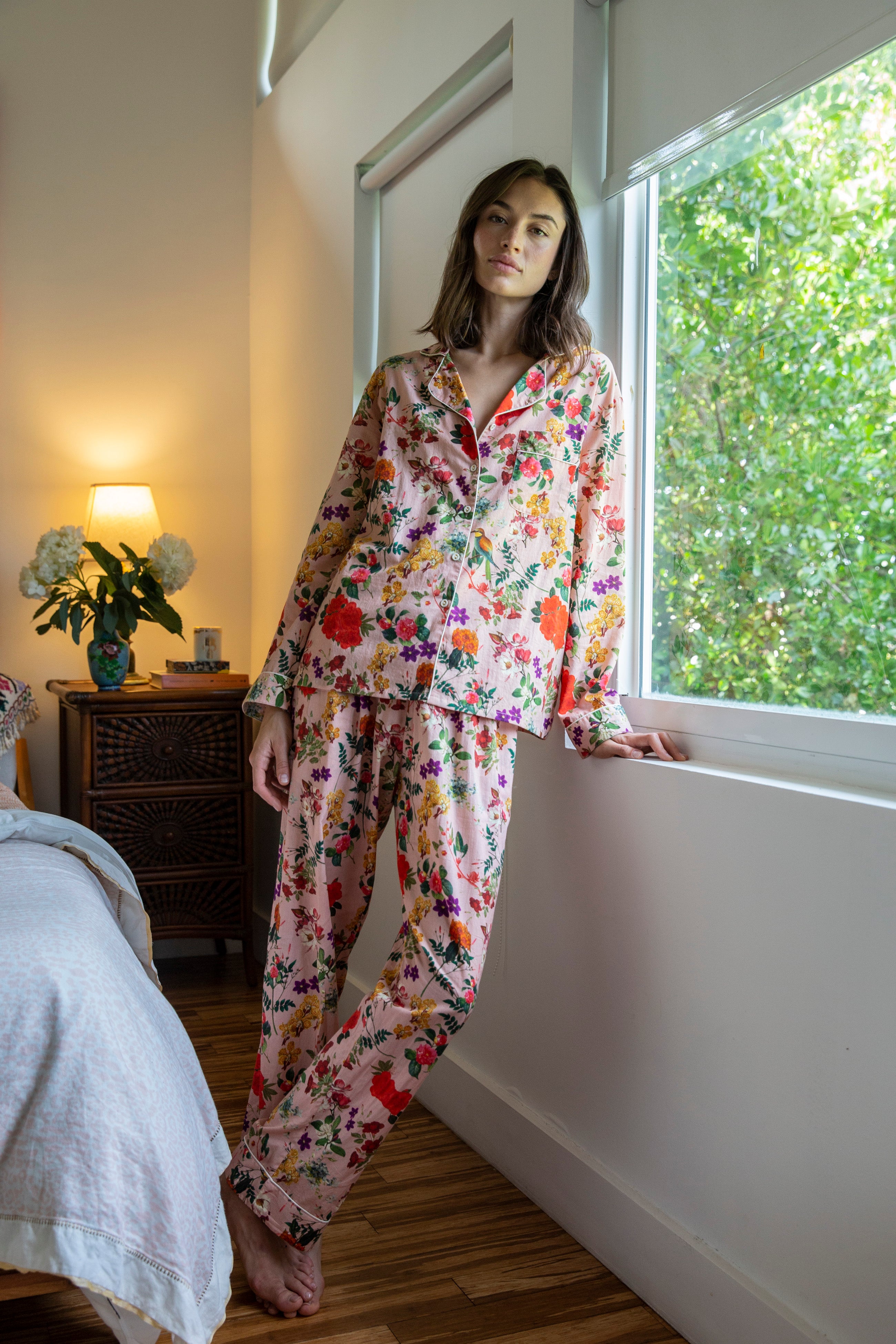 Hummingbird Pajama Set for Women - Soft Cotton Sleepwear with Short Sleeve & Shorts - Perfect for Lounge, Sleep, and Vacation