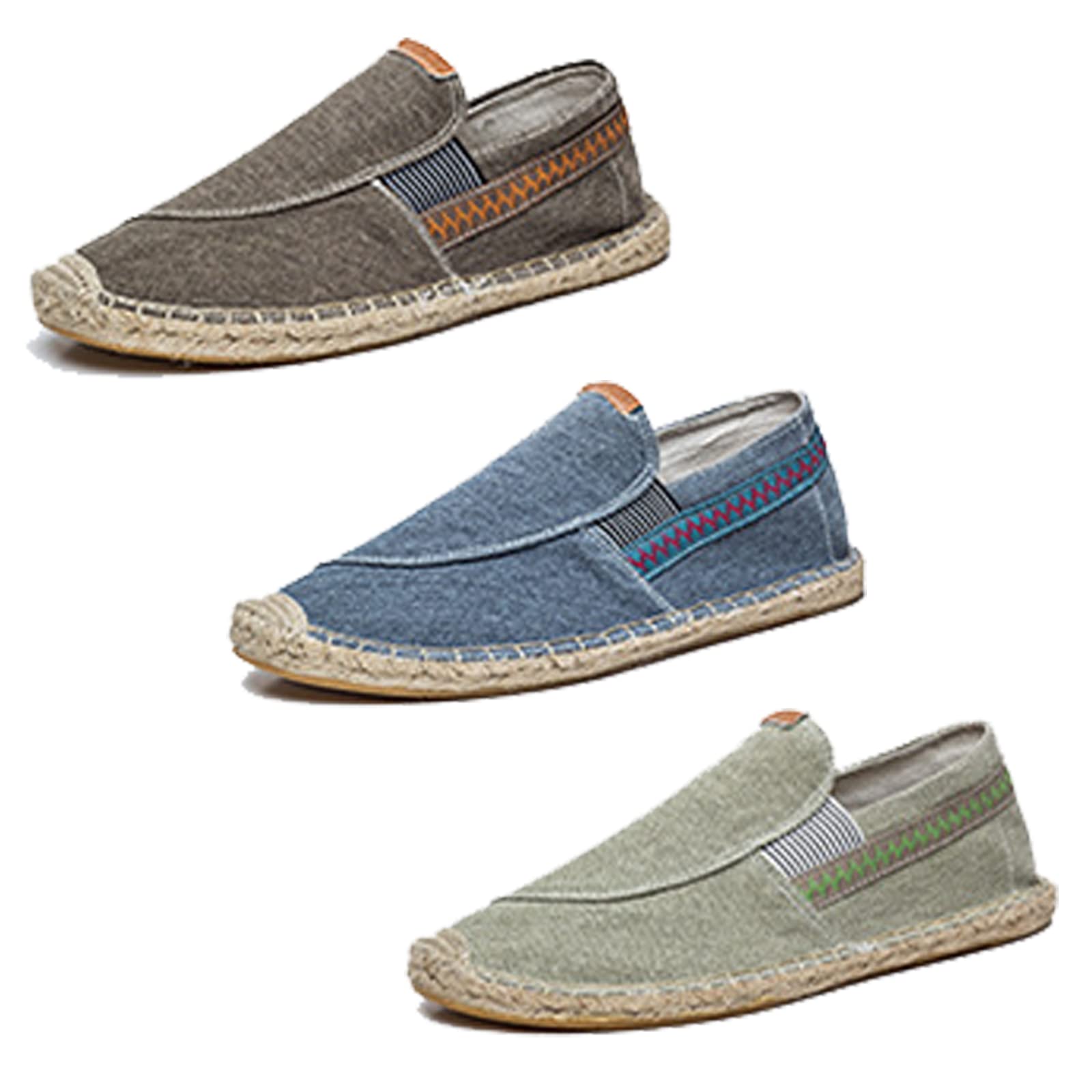YYYXF Men's Linen Canvas Casual Shoes - Breathable Straw Fisherman Shoes in Brown (Size US 8) | Perfect for Summer Beach, Vacation & Outdoor Relaxation