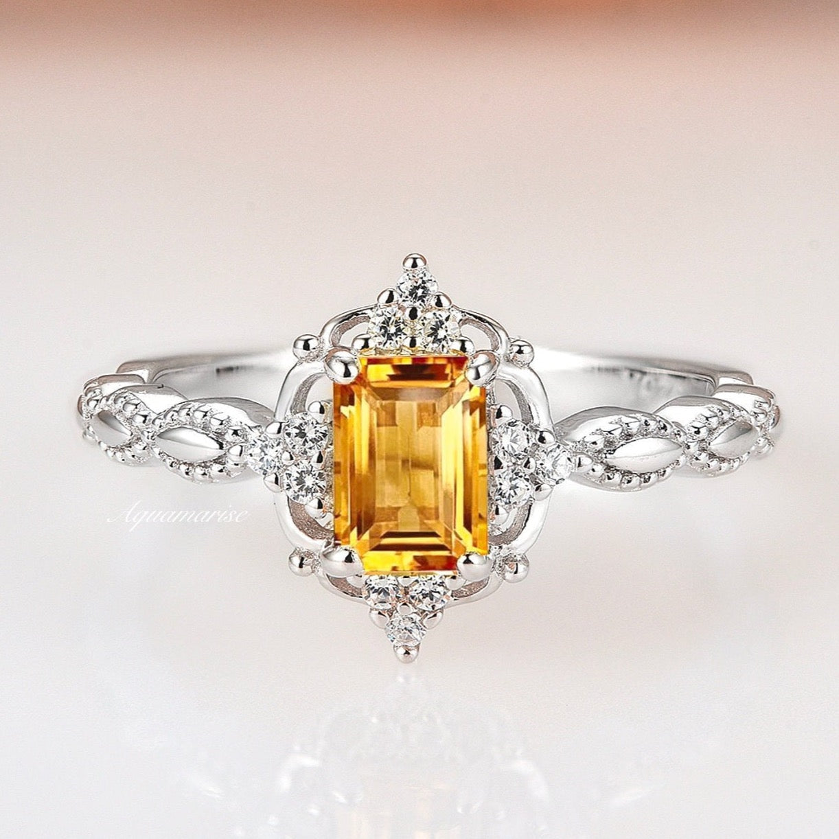 Claire Citrine Sterling Silver Ring for Women - Elegant Gemstone Jewelry for Everyday Wear, Gift Giving & Special Occasions