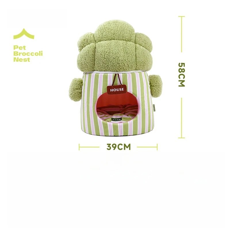 Broccoli Bliss Pet Bed - Cozy Vegetable-Themed Nest for Cats & Dogs | Perfect for Small Pets, Indoor Lounging & Comfortable Napping