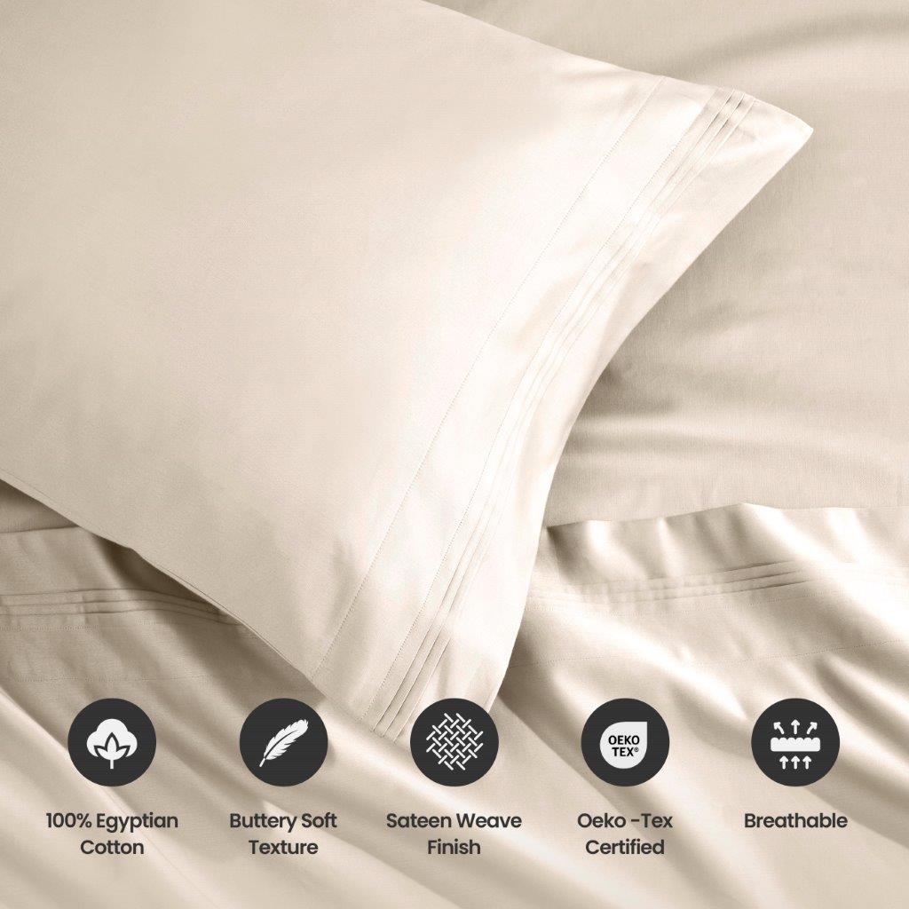 Luxury 1500 Thread Count Egyptian Cotton Pillowcase Set - 2 Piece, Ultra Soft & Breathable for Better Sleep - Perfect for Bedroom, Hotel, or Gift