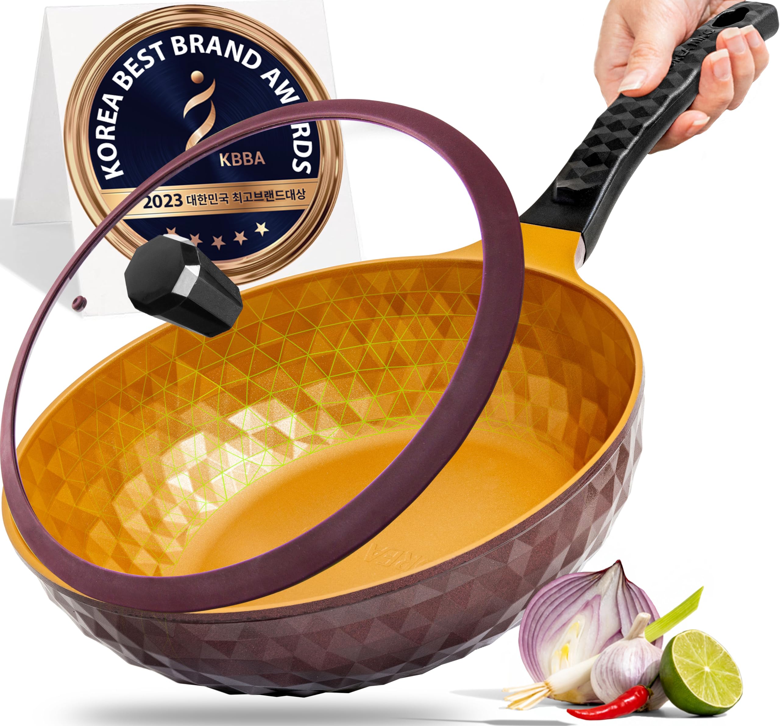 Premium Diamond X Non Stick Wok Pan with Lid - 11