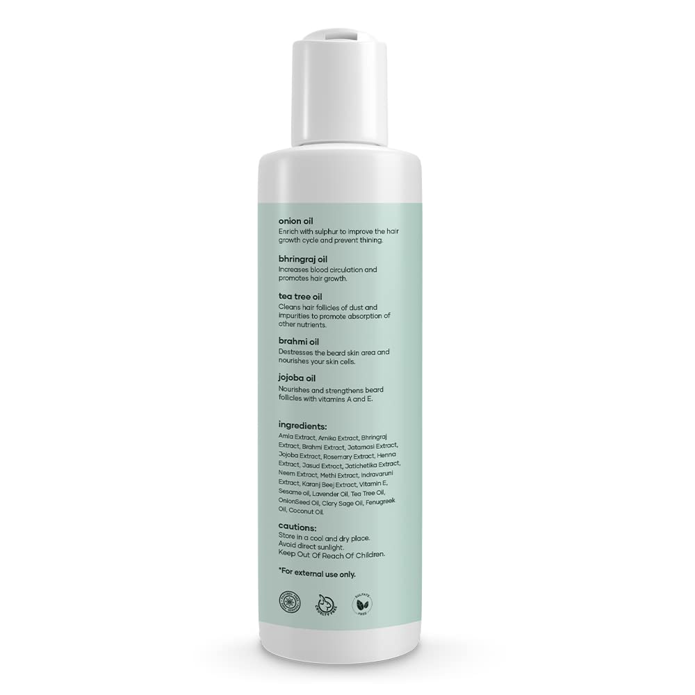 GHC Jojoba Hair Growth Oil with Brahmi, Tea Tree, Bhringraj & 18 Natural Oils - Thick, Shiny & Strong Hair Treatment (200ml) - Perfect for Daily Scalp Massage & Damaged Hair Repair