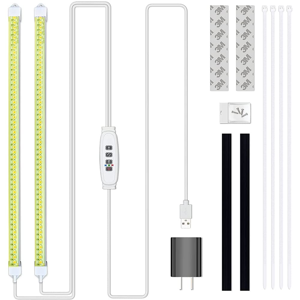 Full Spectrum LED Grow Lights for Indoor Plants - 48 LEDs, 4 Dimmable Levels with Auto ON/Off Timer - Hydroponic Grow Lamp for Succulents, Herbs & Vegetables (2 Pack) - Perfect for Home Gardening, Greenhouse & Indoor Planting